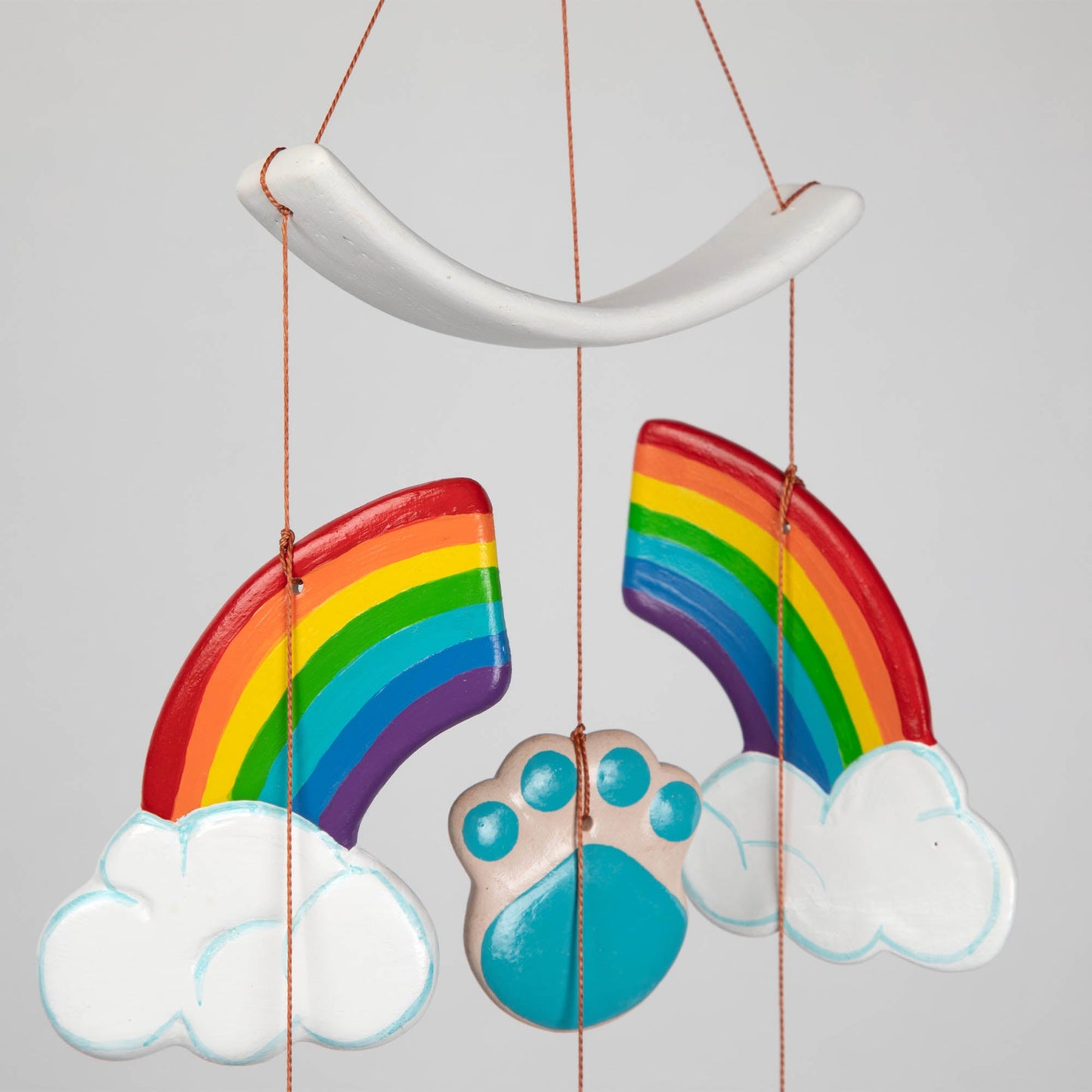 Rainbow Bridge Paw Print Ceramic Chime