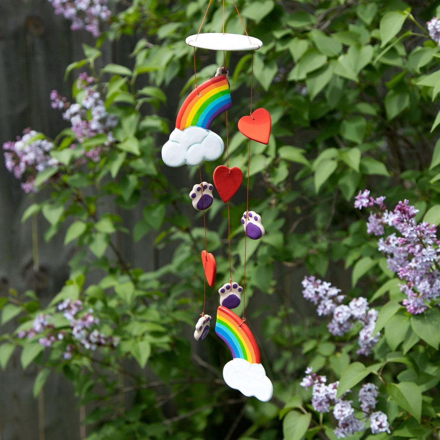 Rainbow Bridge Paw Print Ceramic Chime