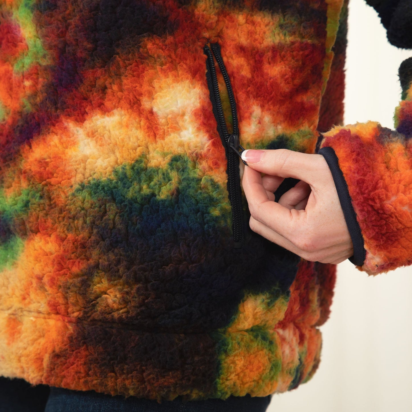 Rainbow Tie-Dye Sherpa Fleece Jacket