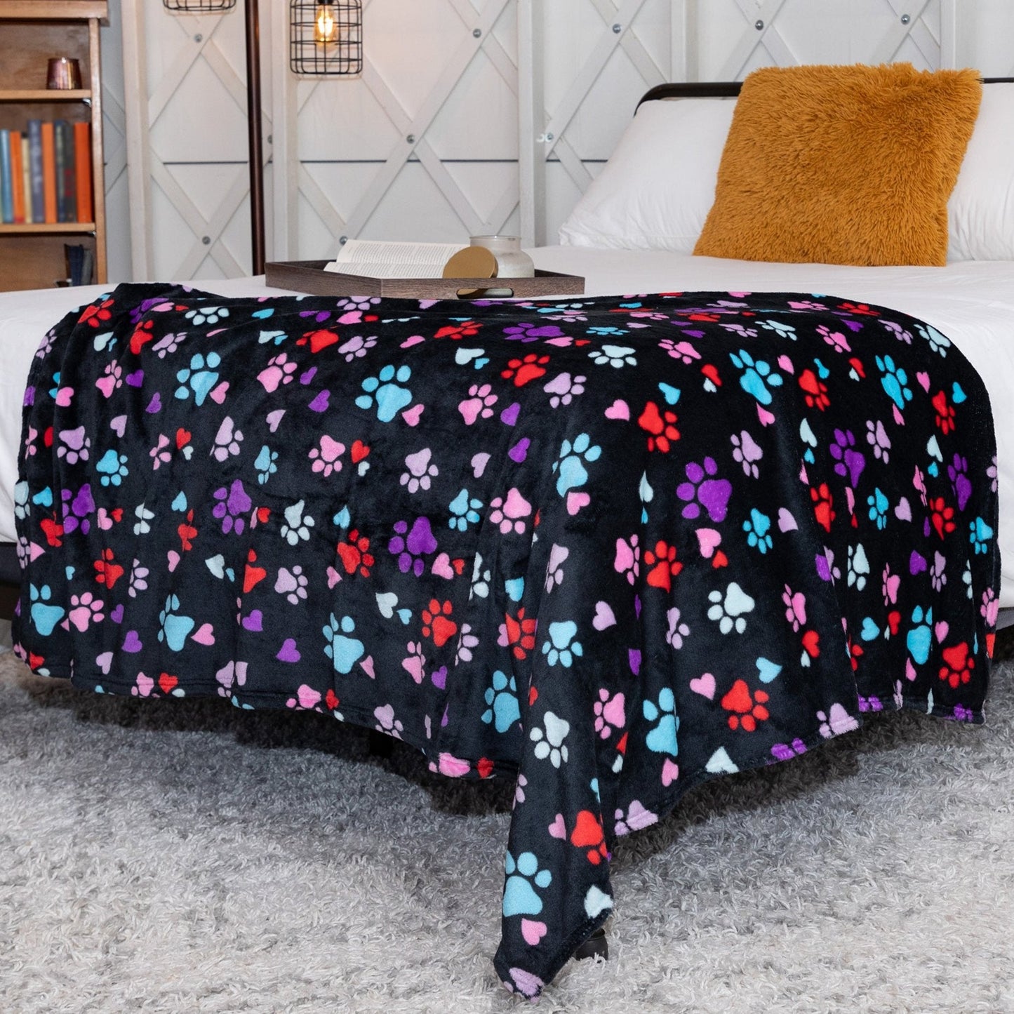 Super Cozy™ Fleece Paw Print Throw Blanket