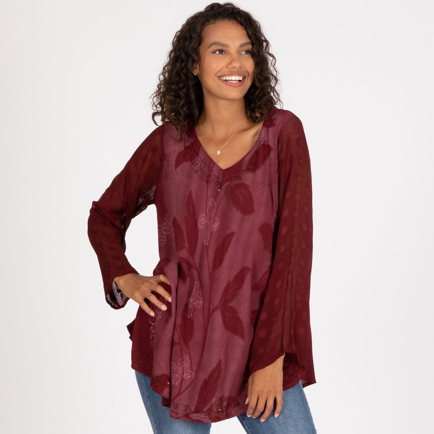Midnight Butterfly Long Sleeve Tunic | Fair Trade