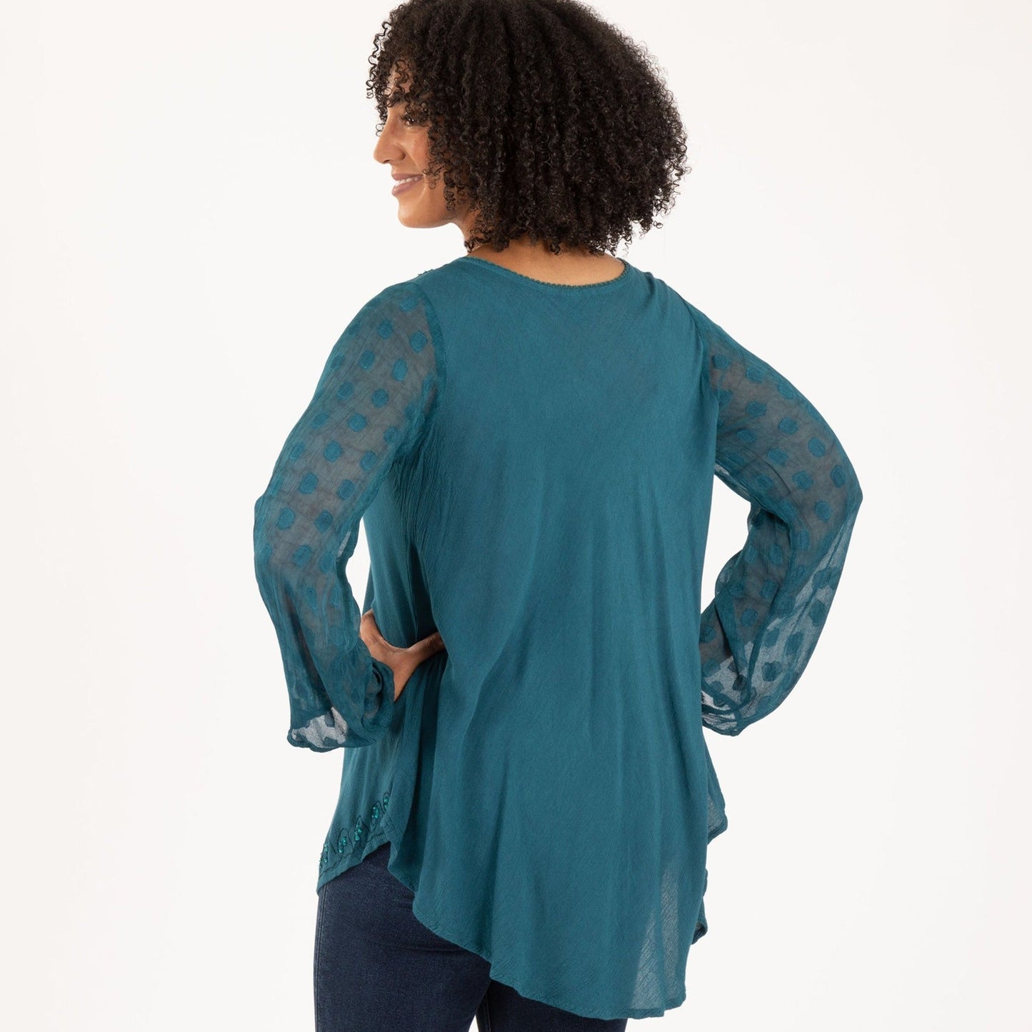 Midnight Butterfly Long Sleeve Tunic | Fair Trade
