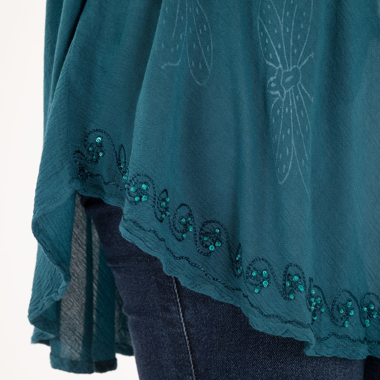 Midnight Butterfly Long Sleeve Tunic | Fair Trade