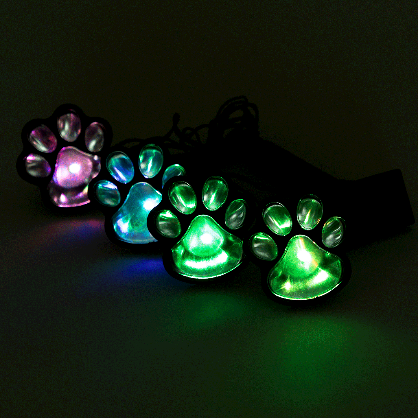 Paw Print Solar Ground Lights - Set of 4