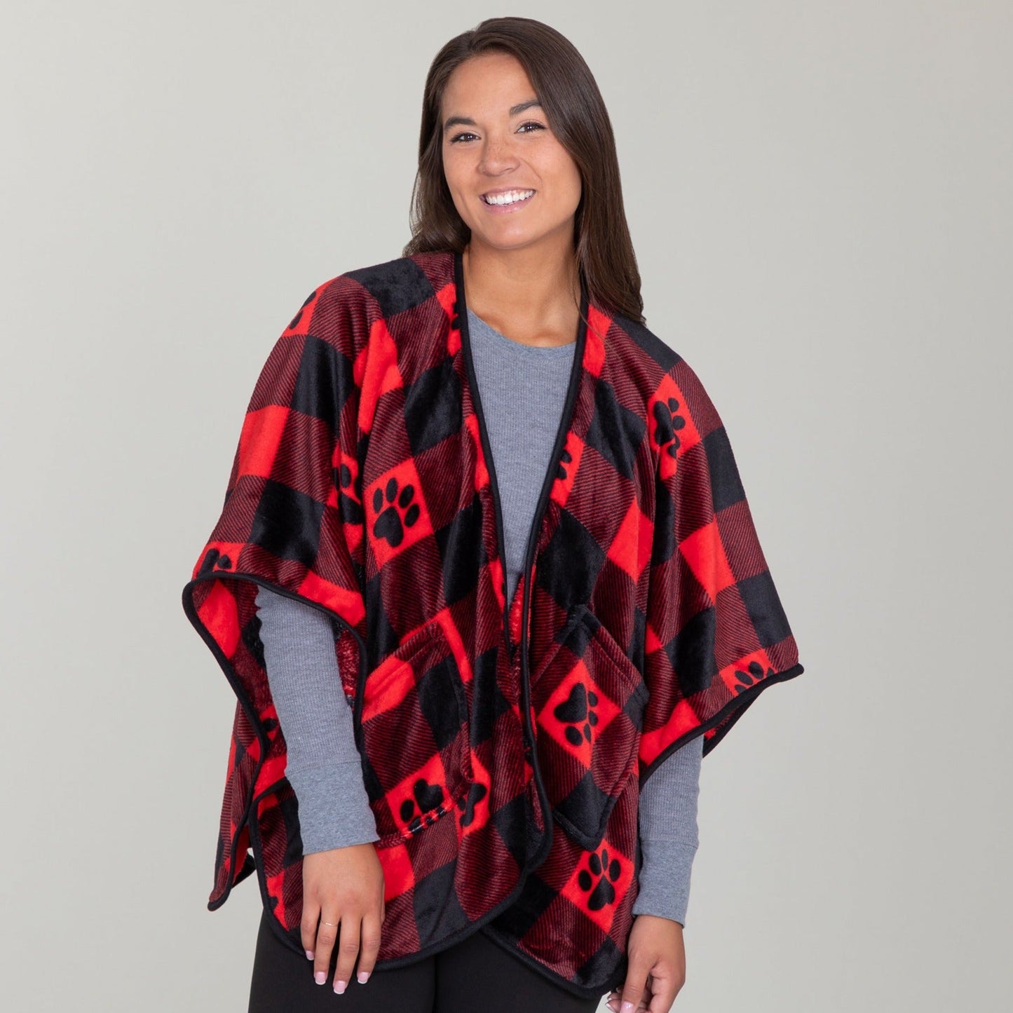 Super Cozy™ Paw Print Pocket Shawl