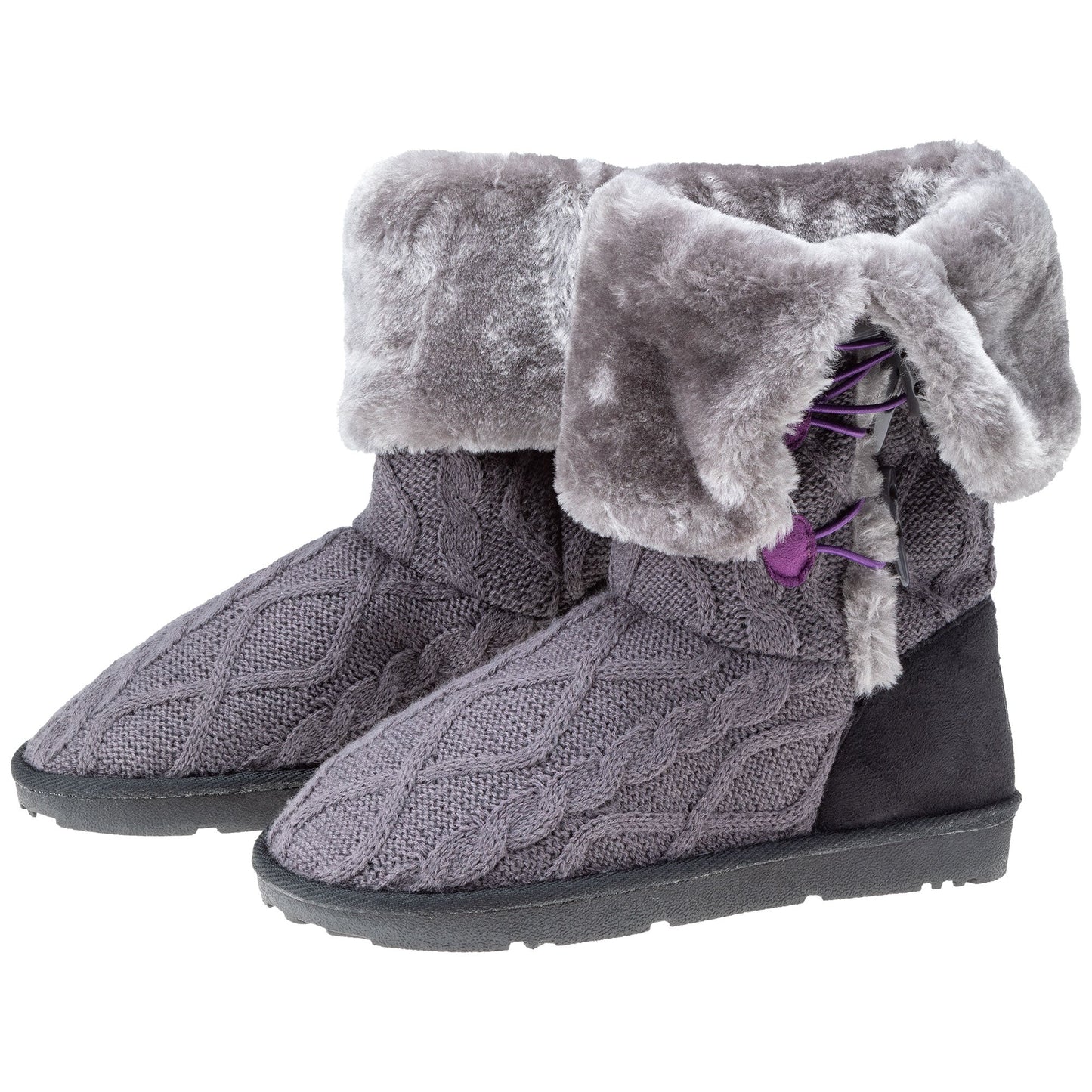 Paw Print Faux Fur Tall Knit Boots