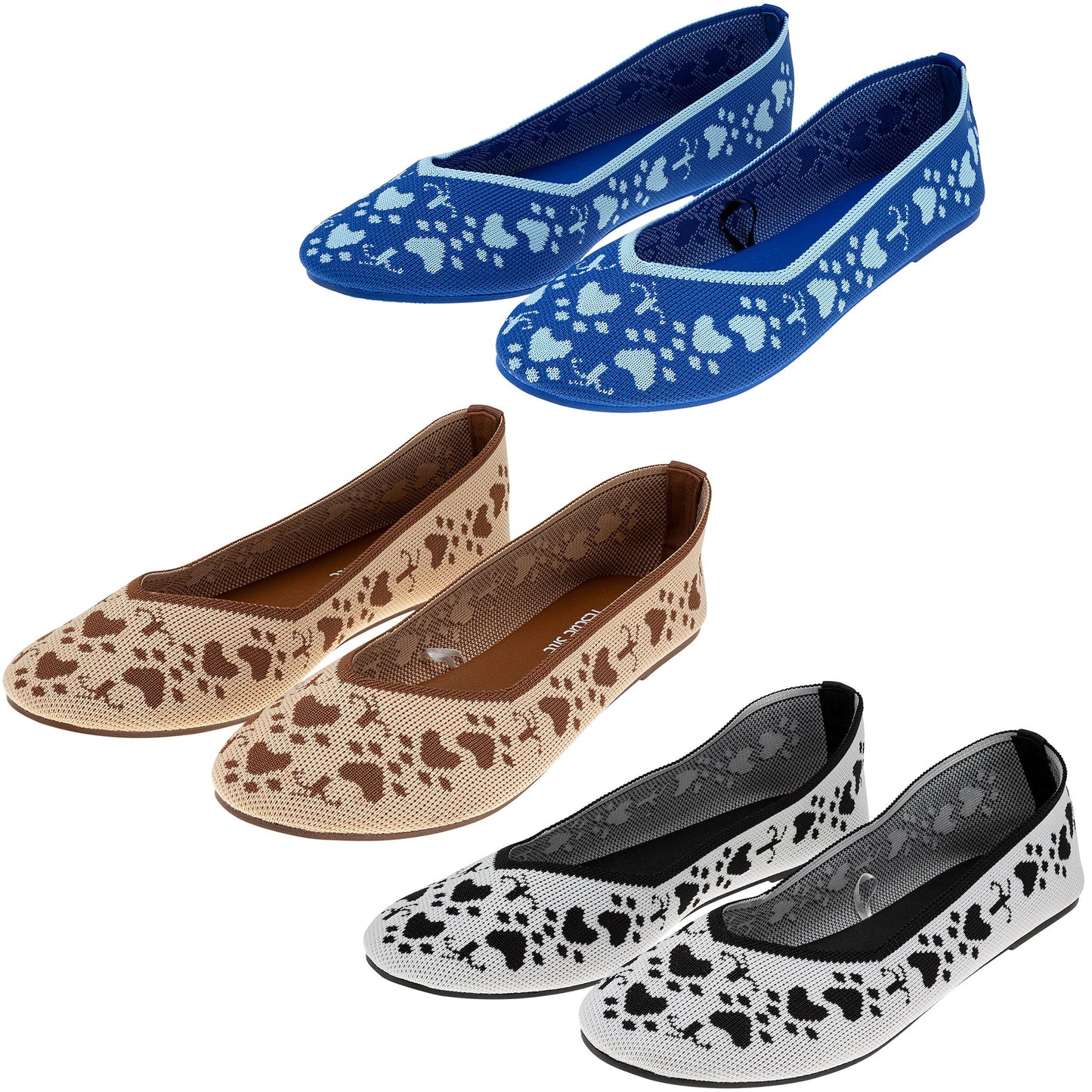 Woven Paw Print Ballet Flats