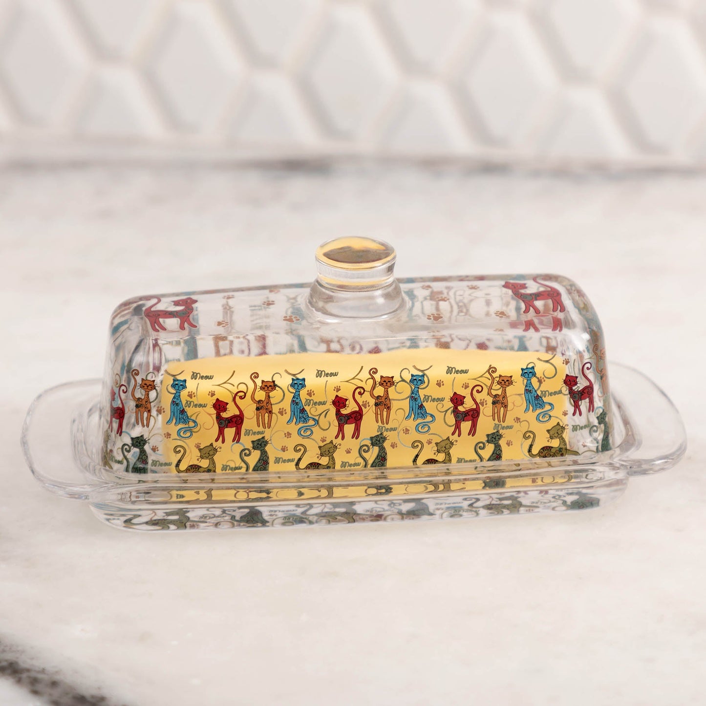 Festival Pet Glass Butter Dish