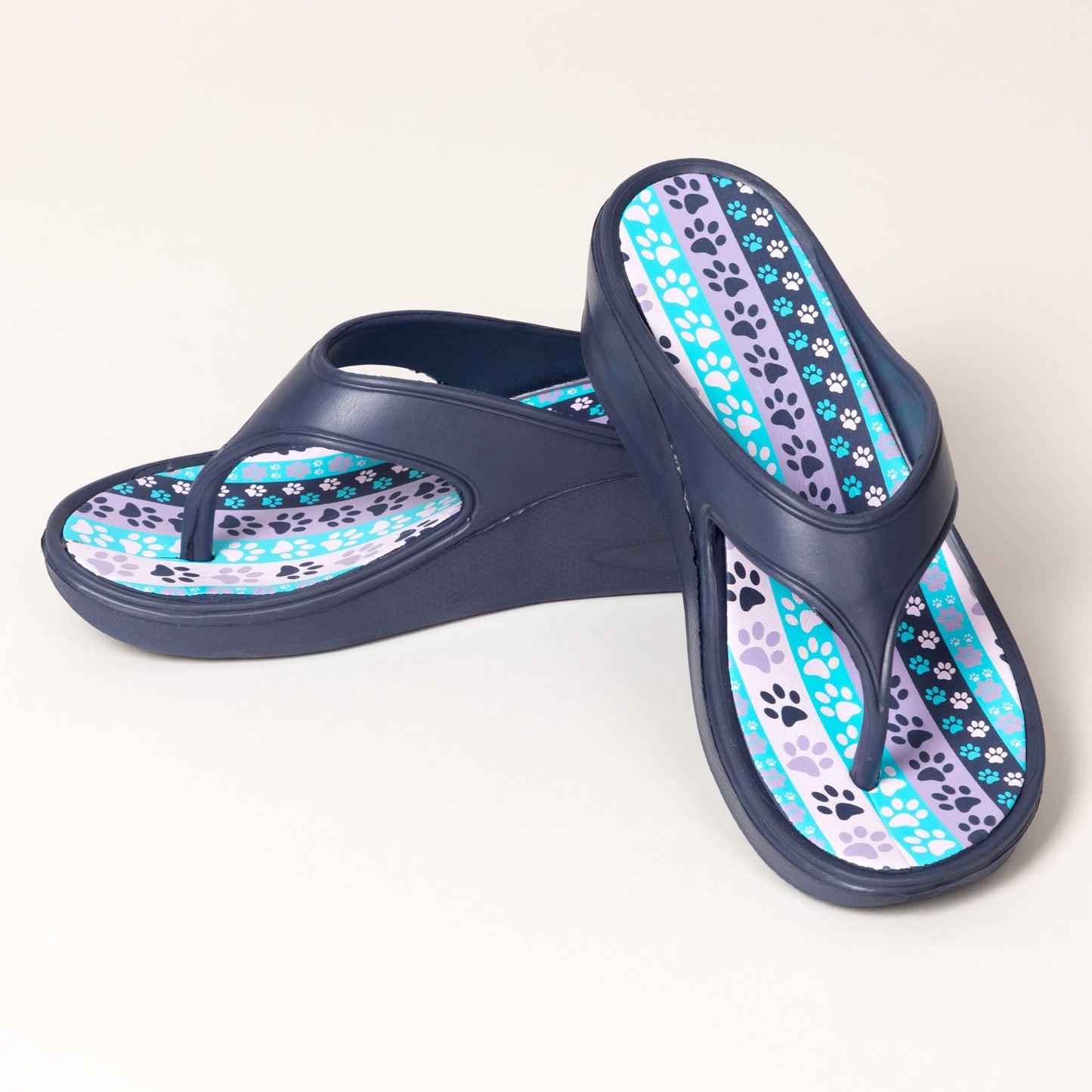 Paw Print Wedge Flip Flops