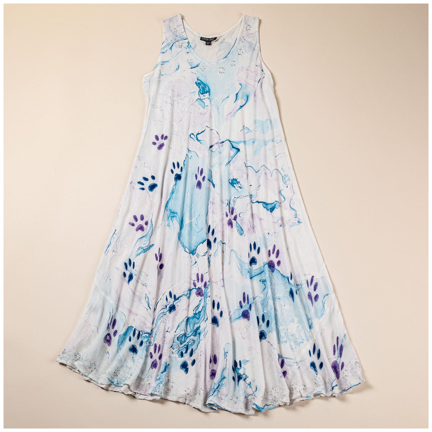 Marbleous Paw Print Hand Crafted Long Dress