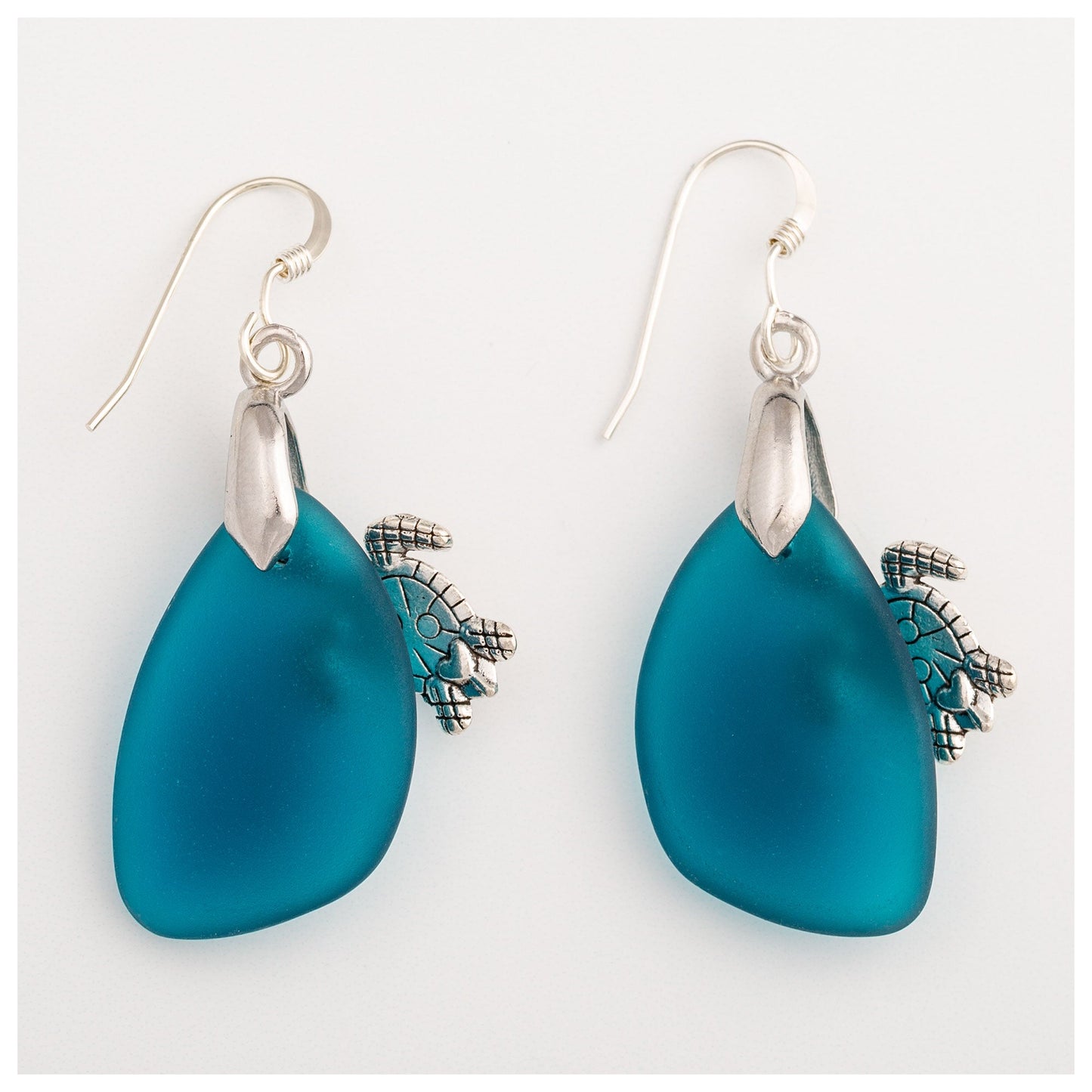 Sea Turtle Sea Glass Earrings
