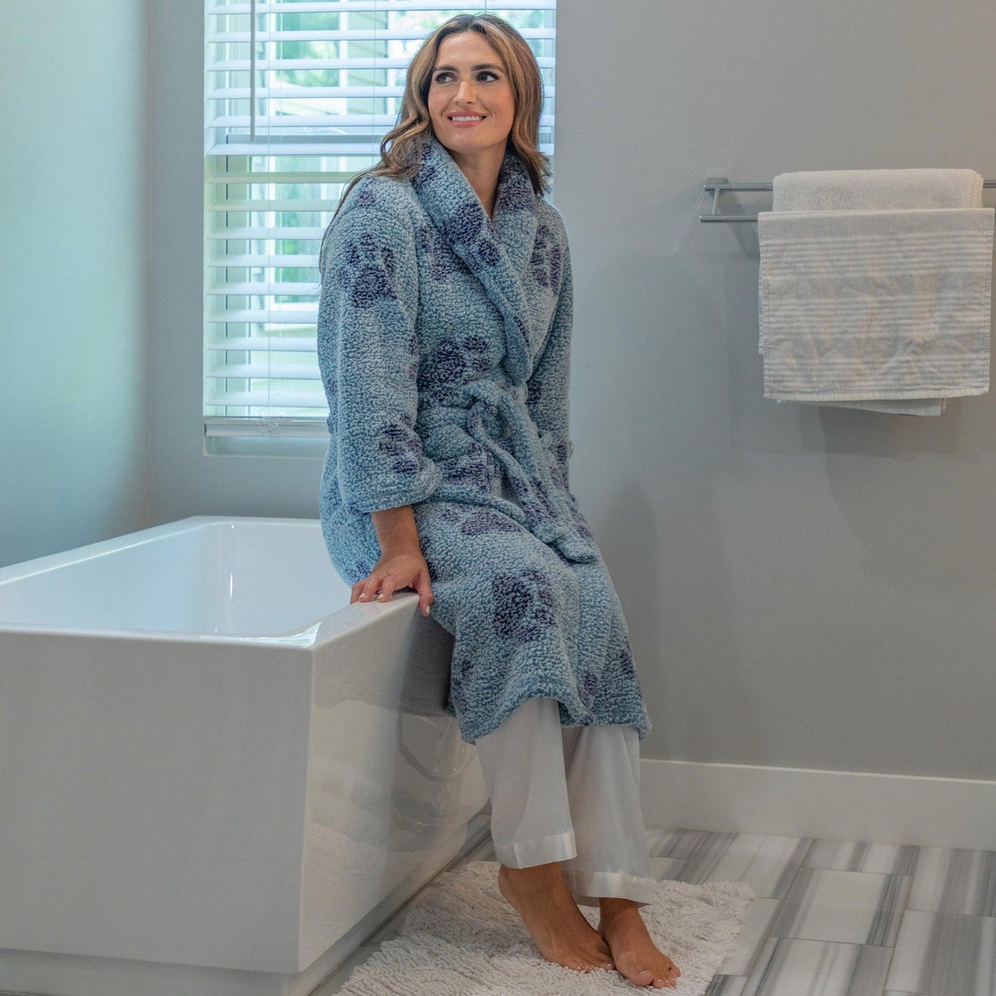 Prints of Paws Plush Sherpa Fleece Robe