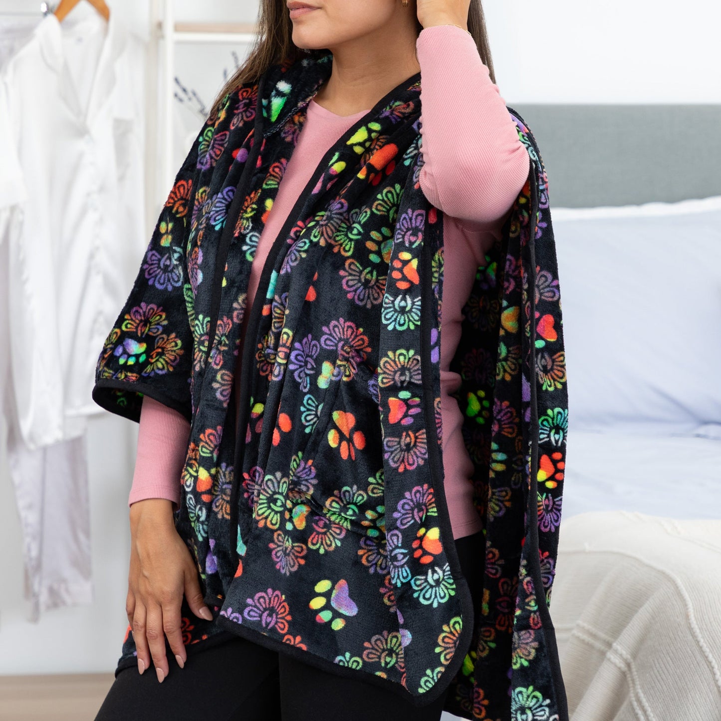 Super Cozy™ Paws Fleece Hoodie Cape