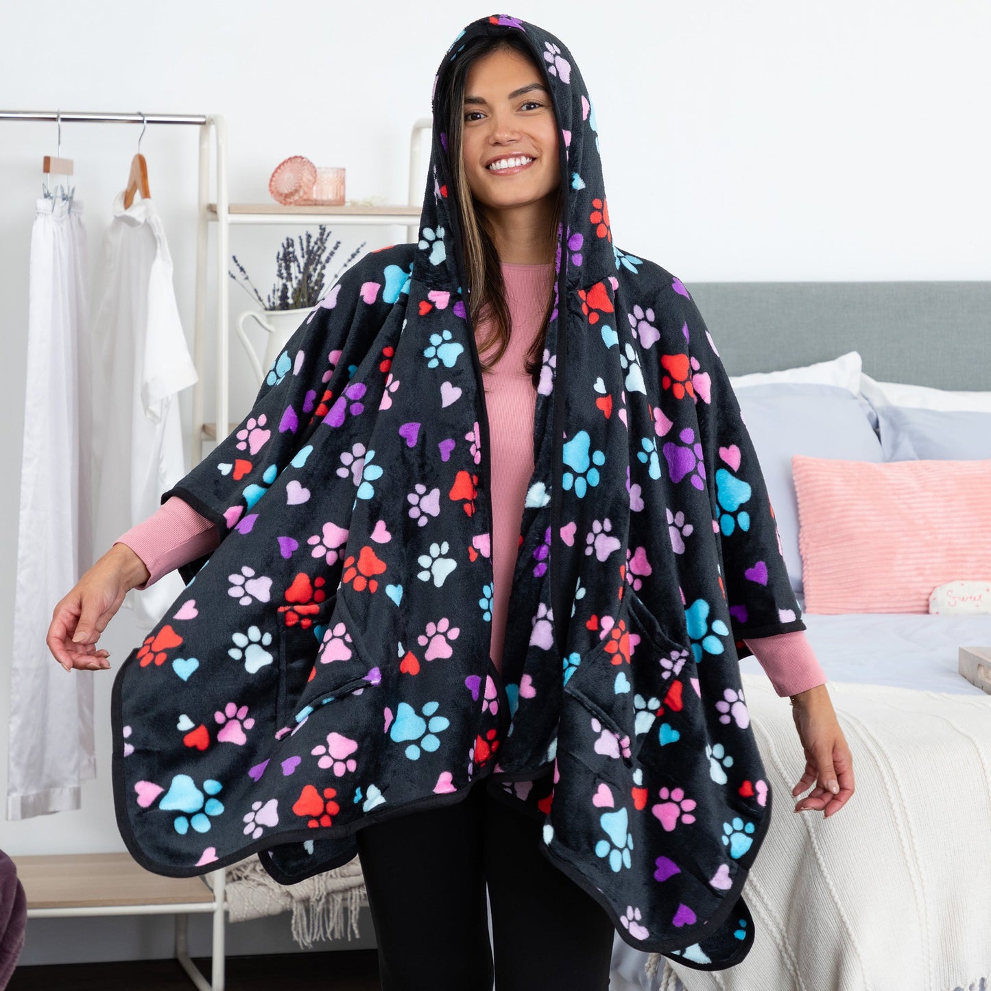 Super Cozy™ Paws Fleece Hoodie Cape