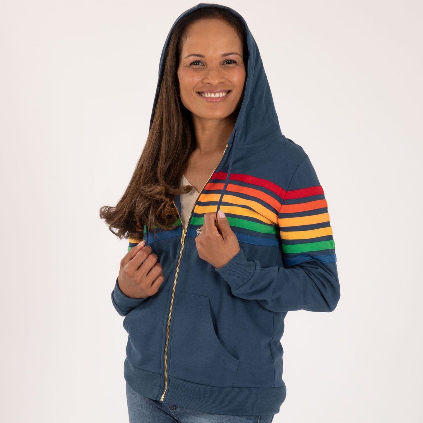 Retro Stripe Zip Up Hoodie