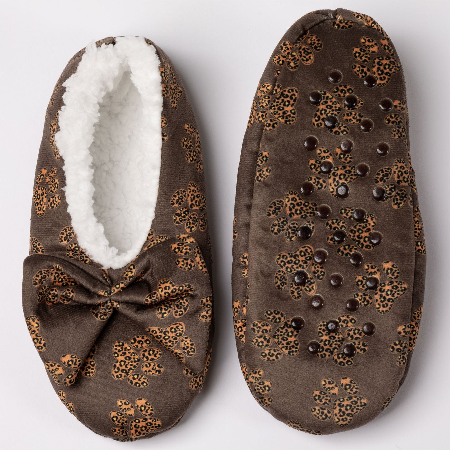 Super Cozy™ Leopard Paw Slippers With Large Bow