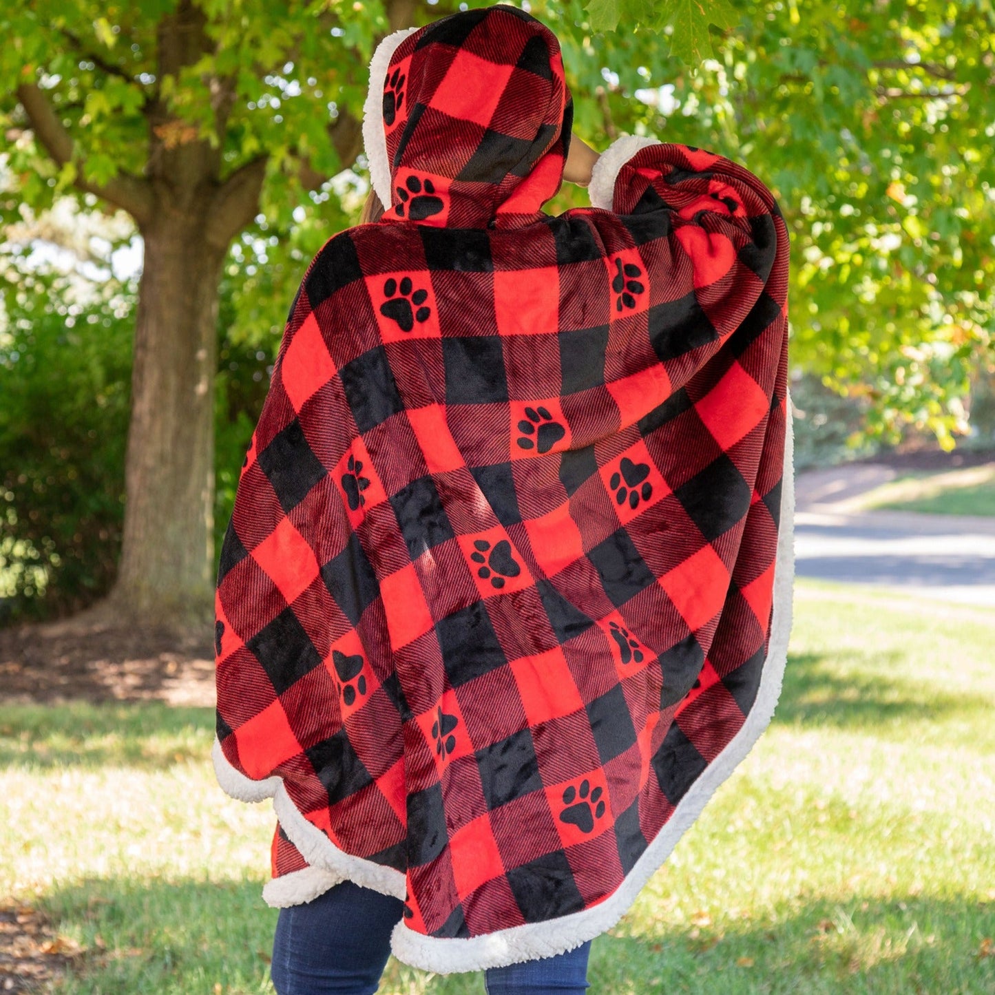 Super Cozy™ Paw Print Blanket Hoodie Cape