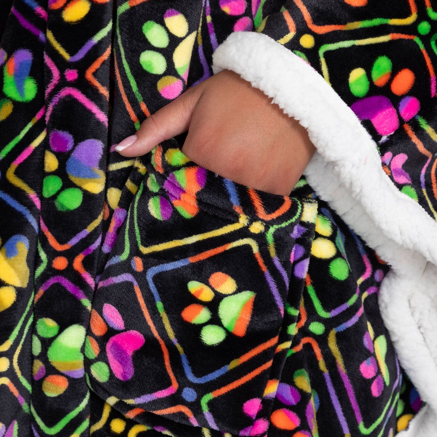 Super Cozy™ Paw Print Blanket Hoodie Cape