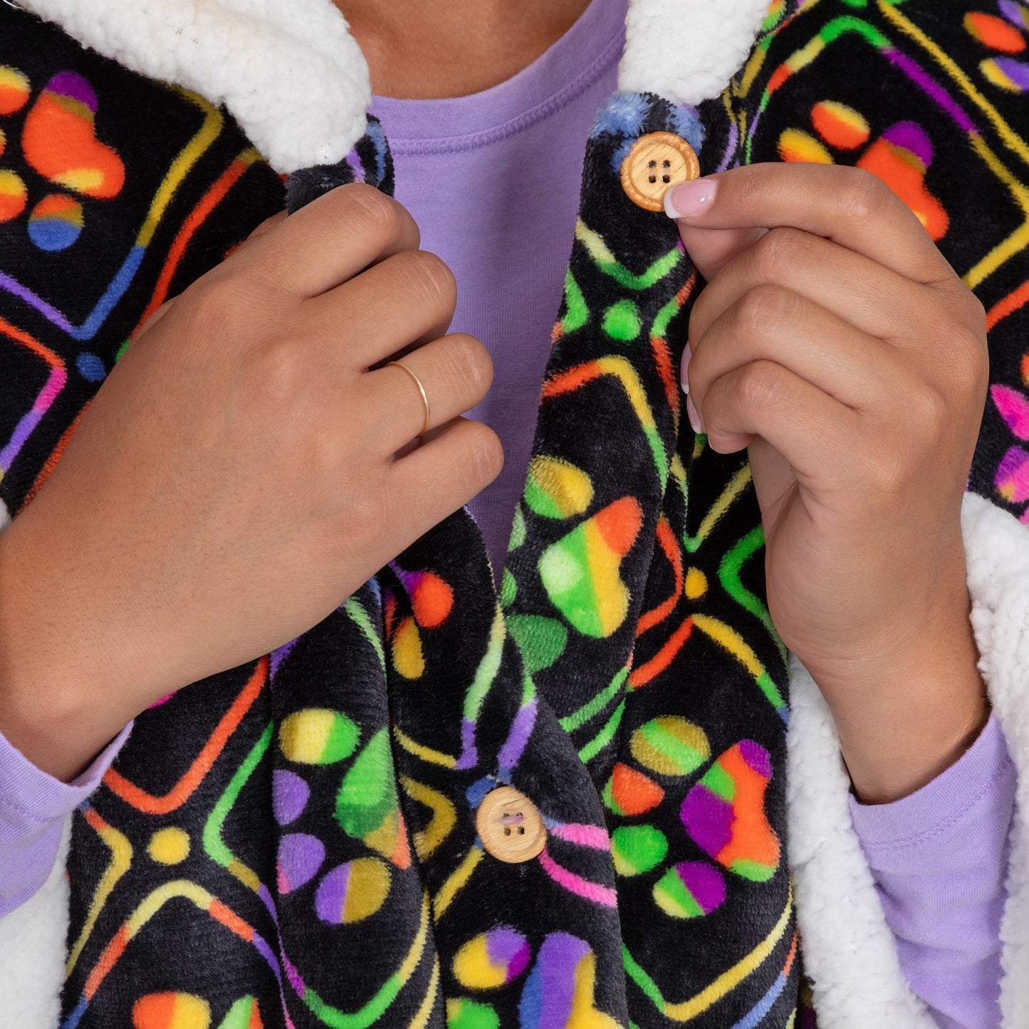 Super Cozy™ Paw Print Blanket Hoodie Cape