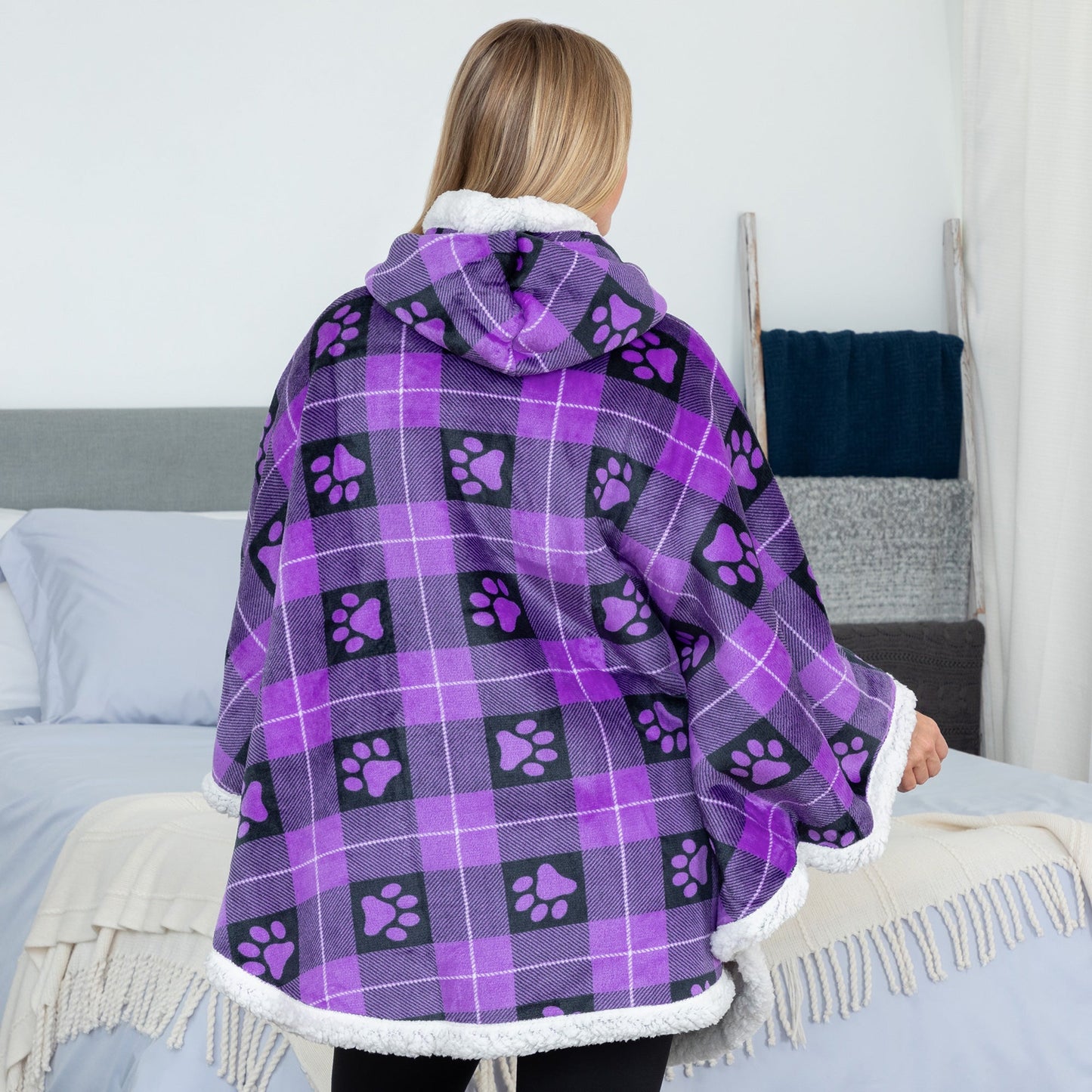 Super Cozy™ Paw Print Blanket Hoodie Cape