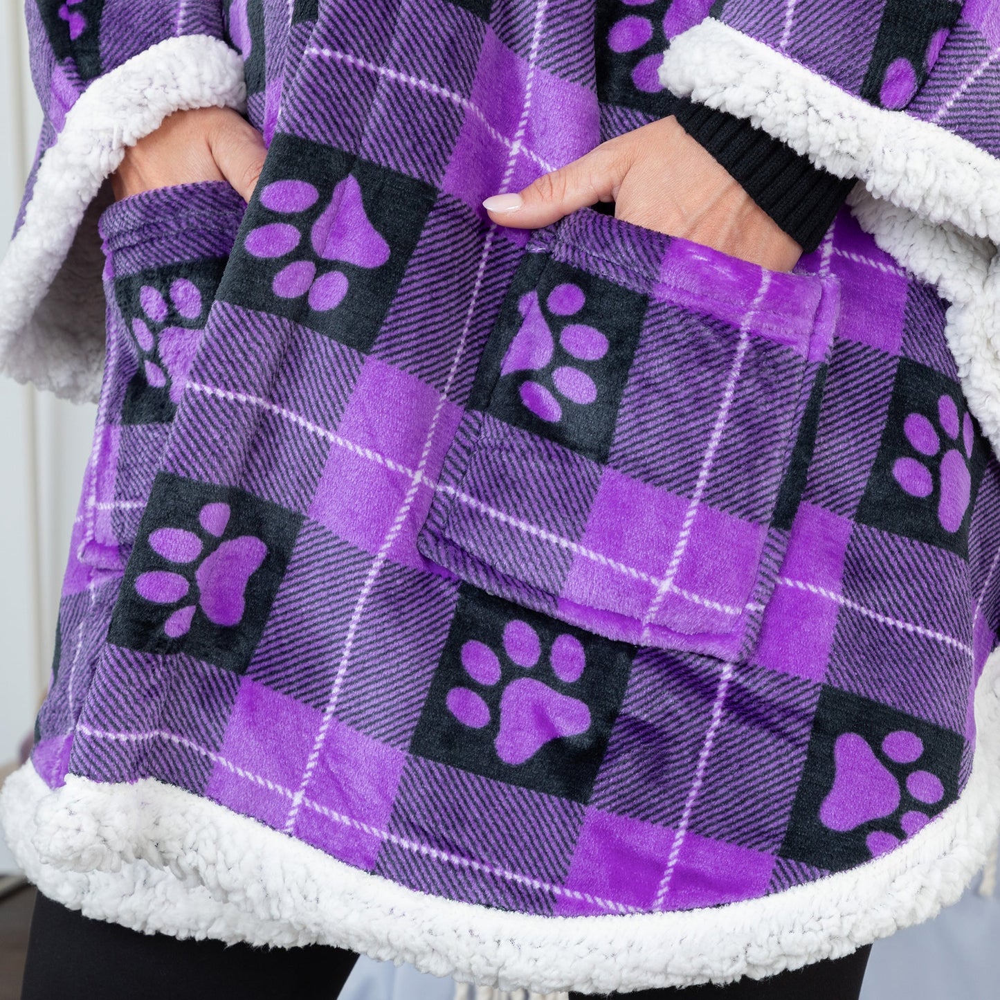 Super Cozy™ Paw Print Blanket Hoodie Cape