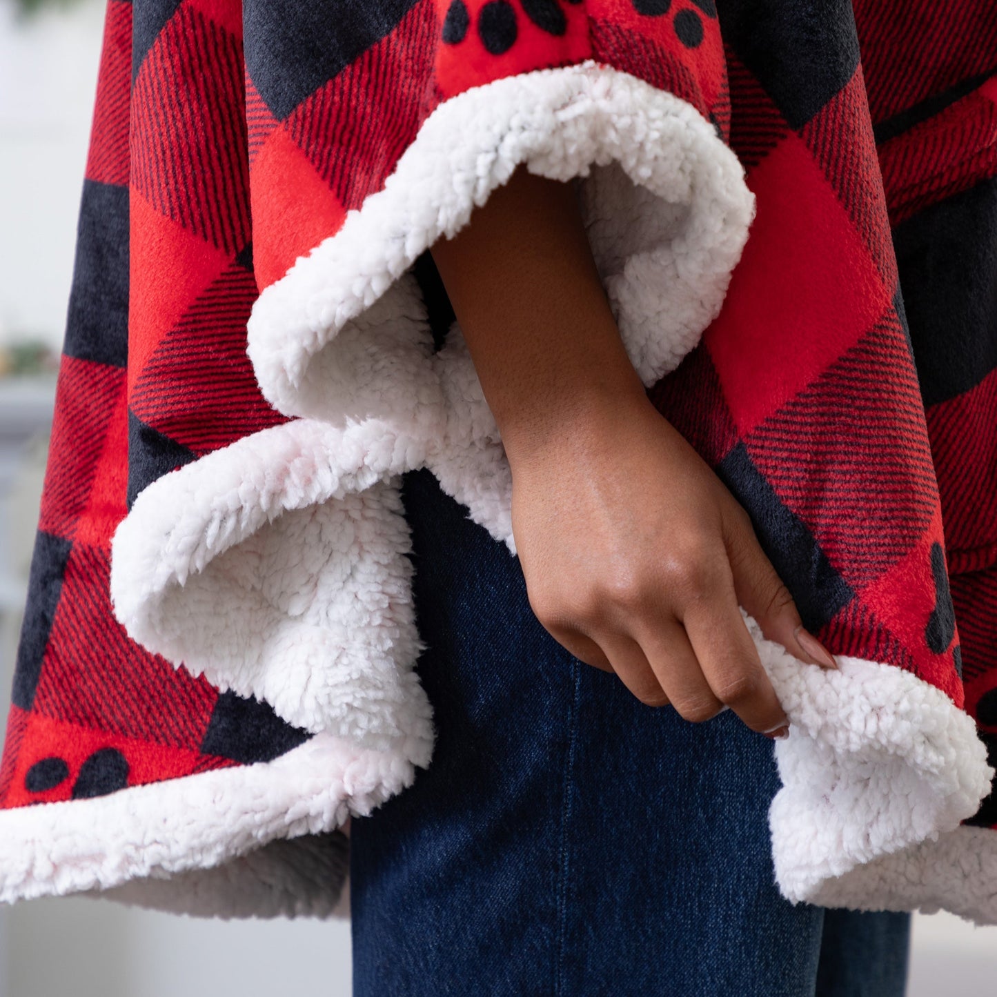 Super Cozy™ Paw Print Blanket Hoodie Cape