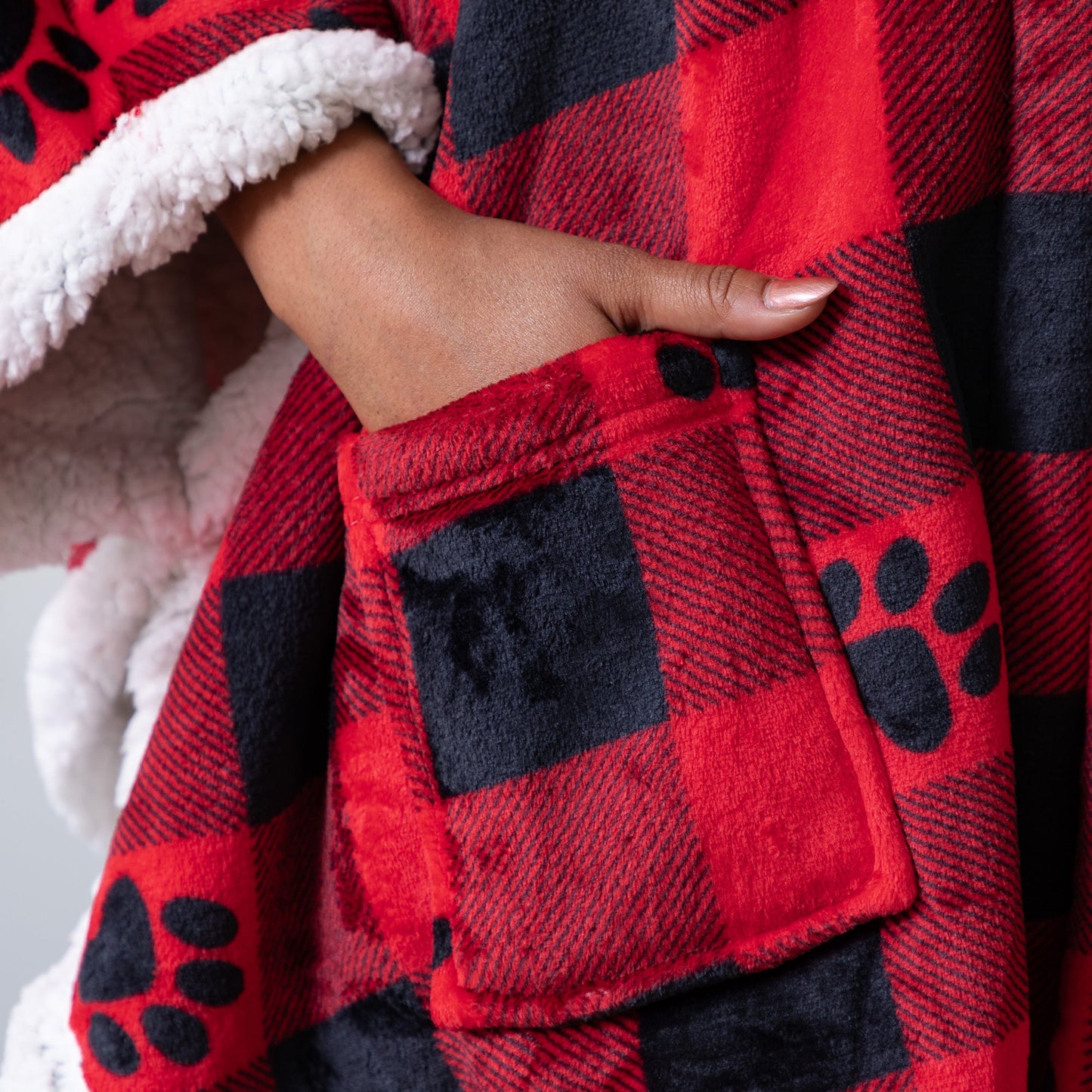 Super Cozy™ Paw Print Blanket Hoodie Cape