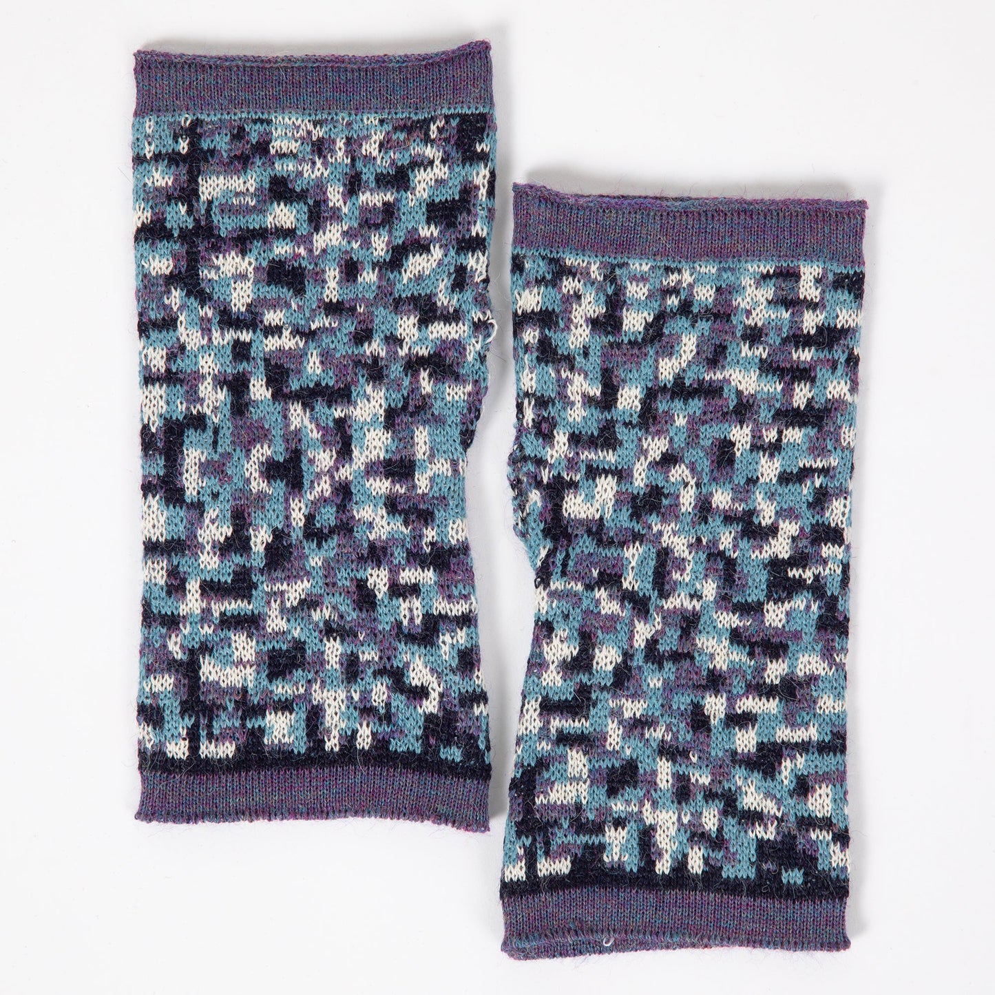 Small Squares Baby Alpaca Fingerless Mittens