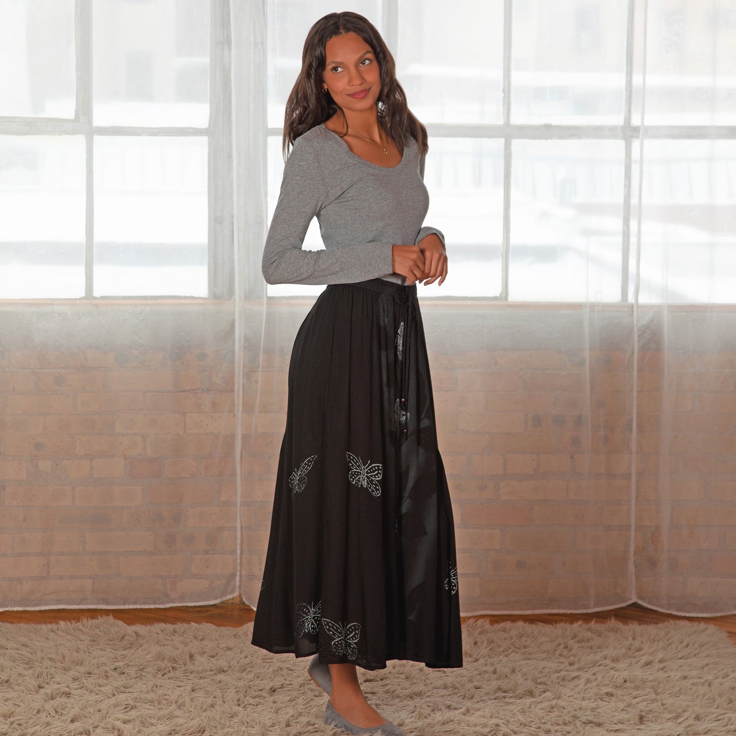 Midnight Butterfly Long Skirt