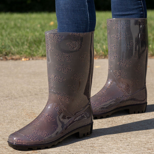 Ultralite™ Leopard Paw Print Rain Boots