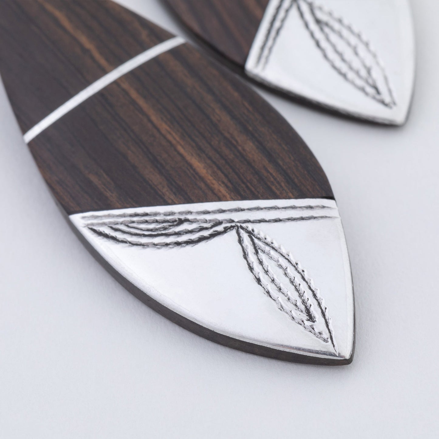 Tuareg Silver and Ebony Drop Earrings