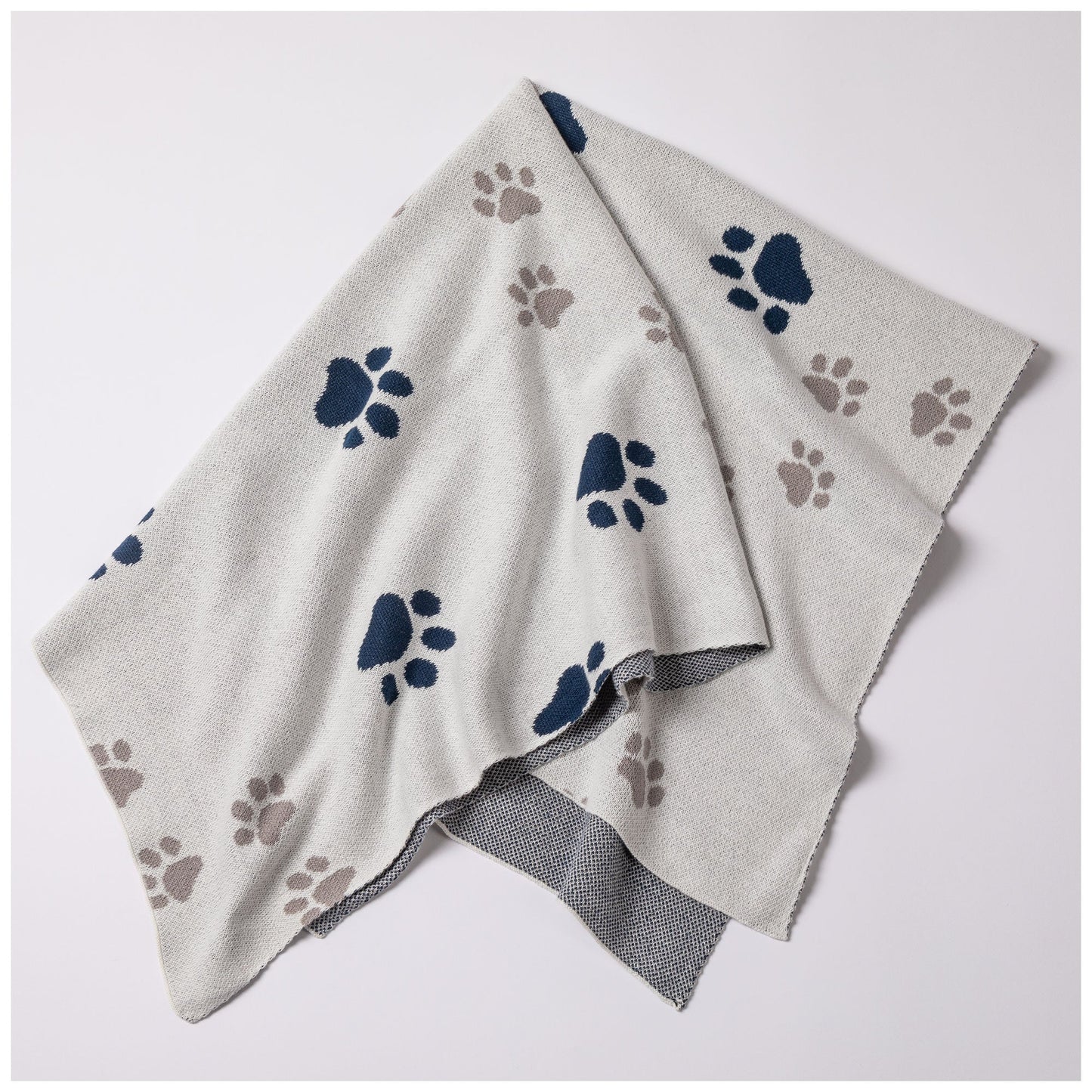 Paw Print Cotton Knit Throw
