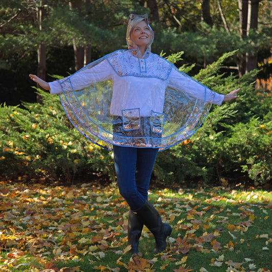 Confetti Clear Hooded Rain Poncho