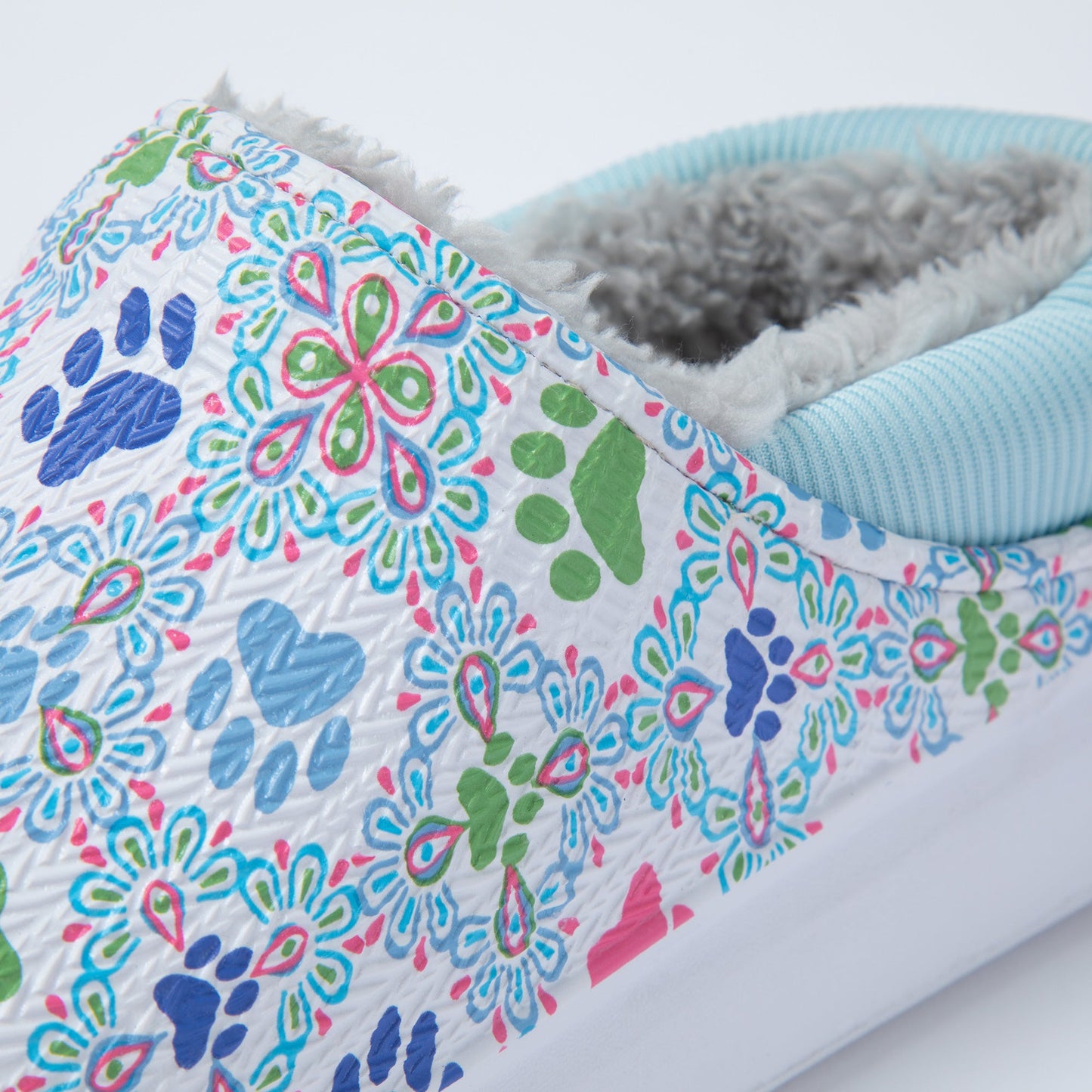 Paw Print Faux Fur Lined Slipper Shoes with Comfort Heel