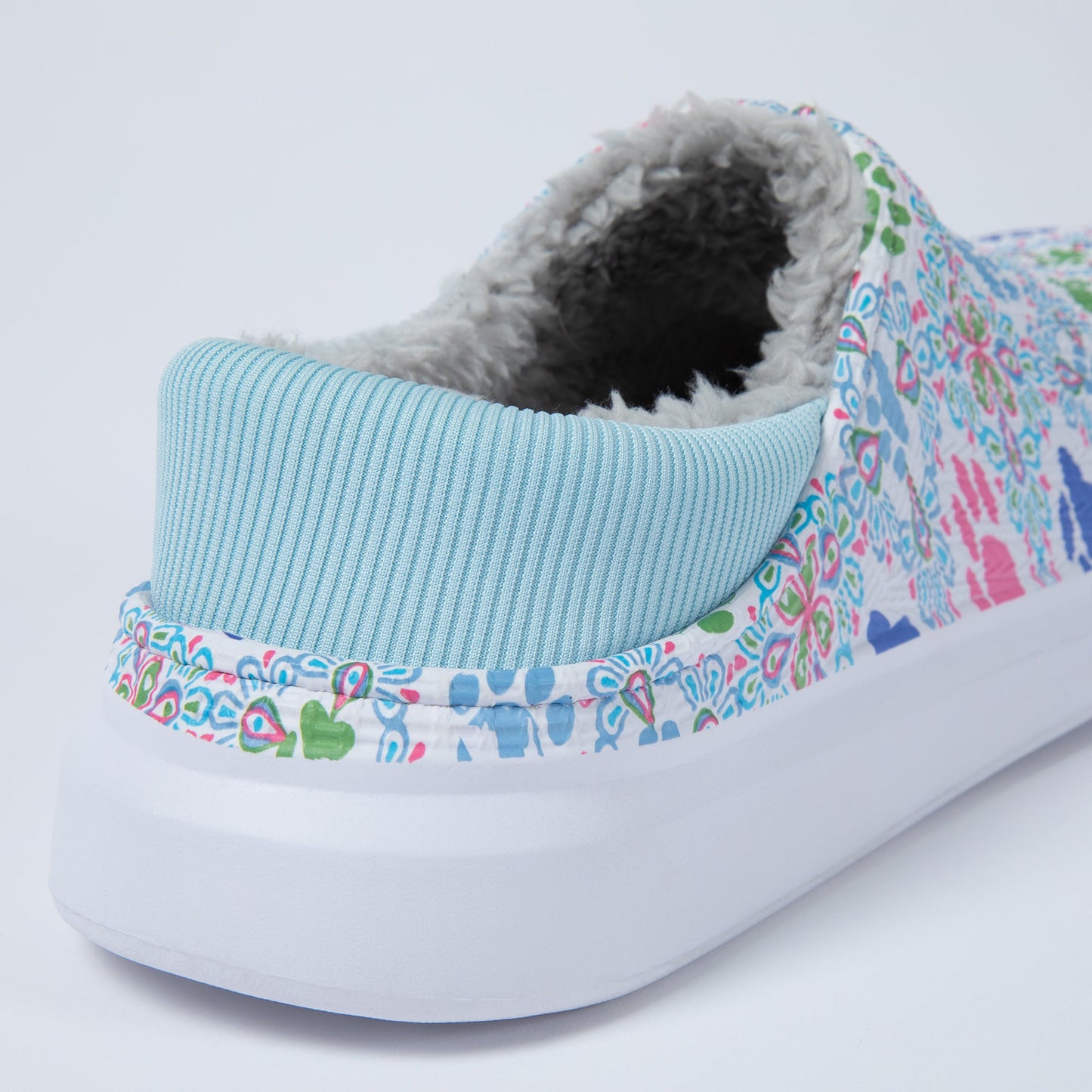 Paw Print Faux Fur Lined Slipper Shoes with Comfort Heel