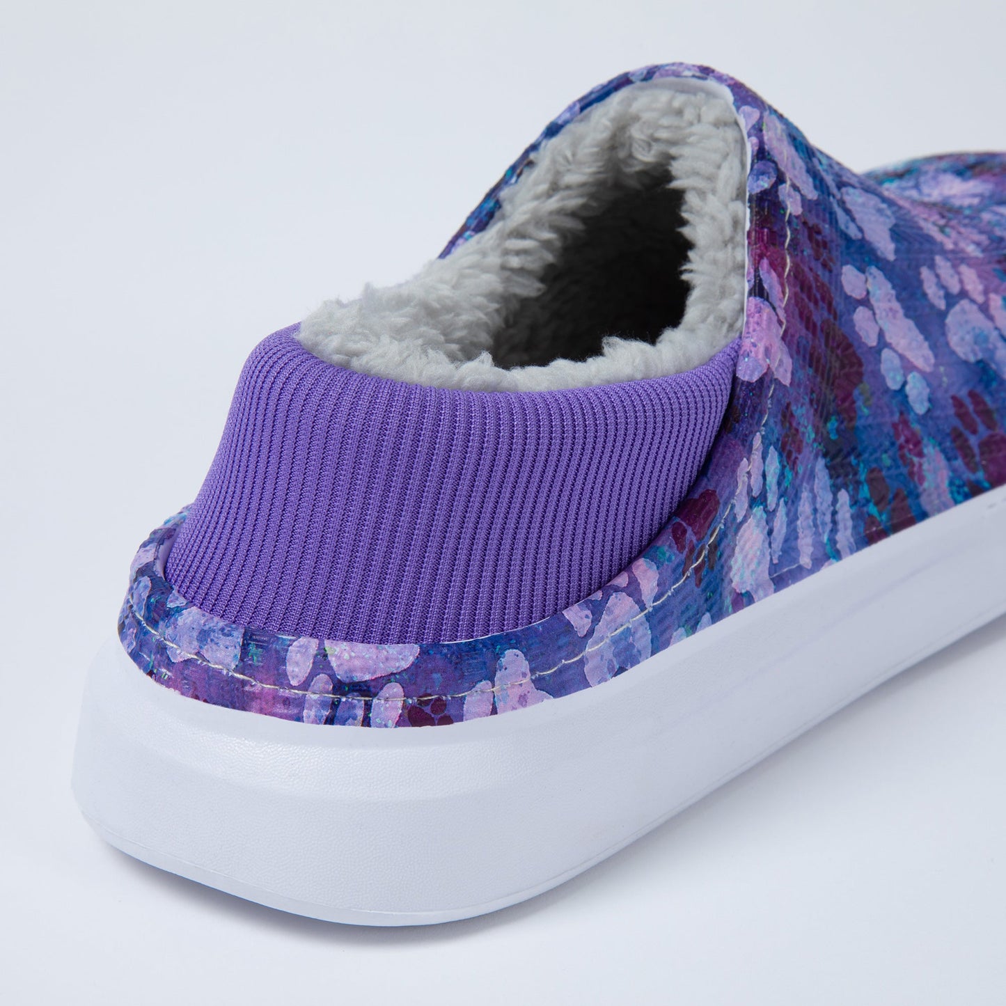 Paw Print Faux Fur Lined Slipper Shoes with Comfort Heel