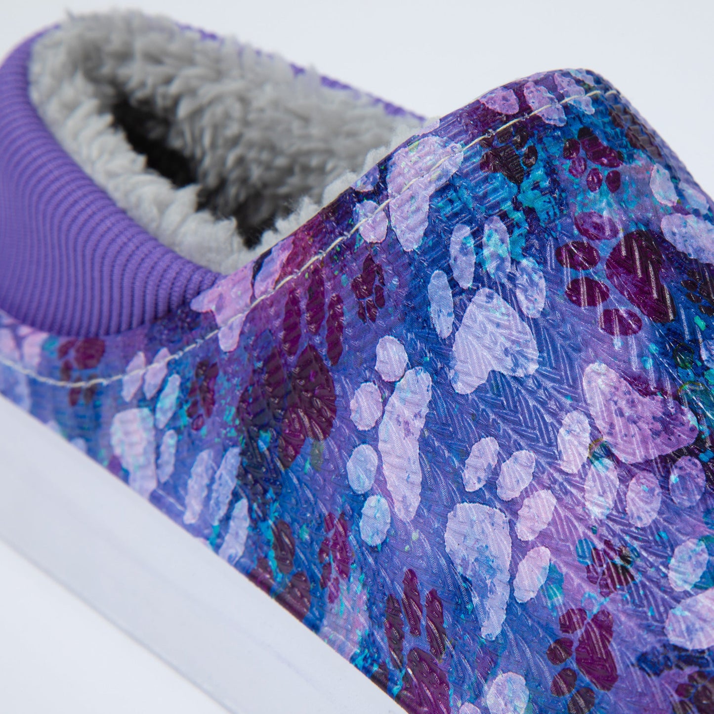 Paw Print Faux Fur Lined Slipper Shoes with Comfort Heel