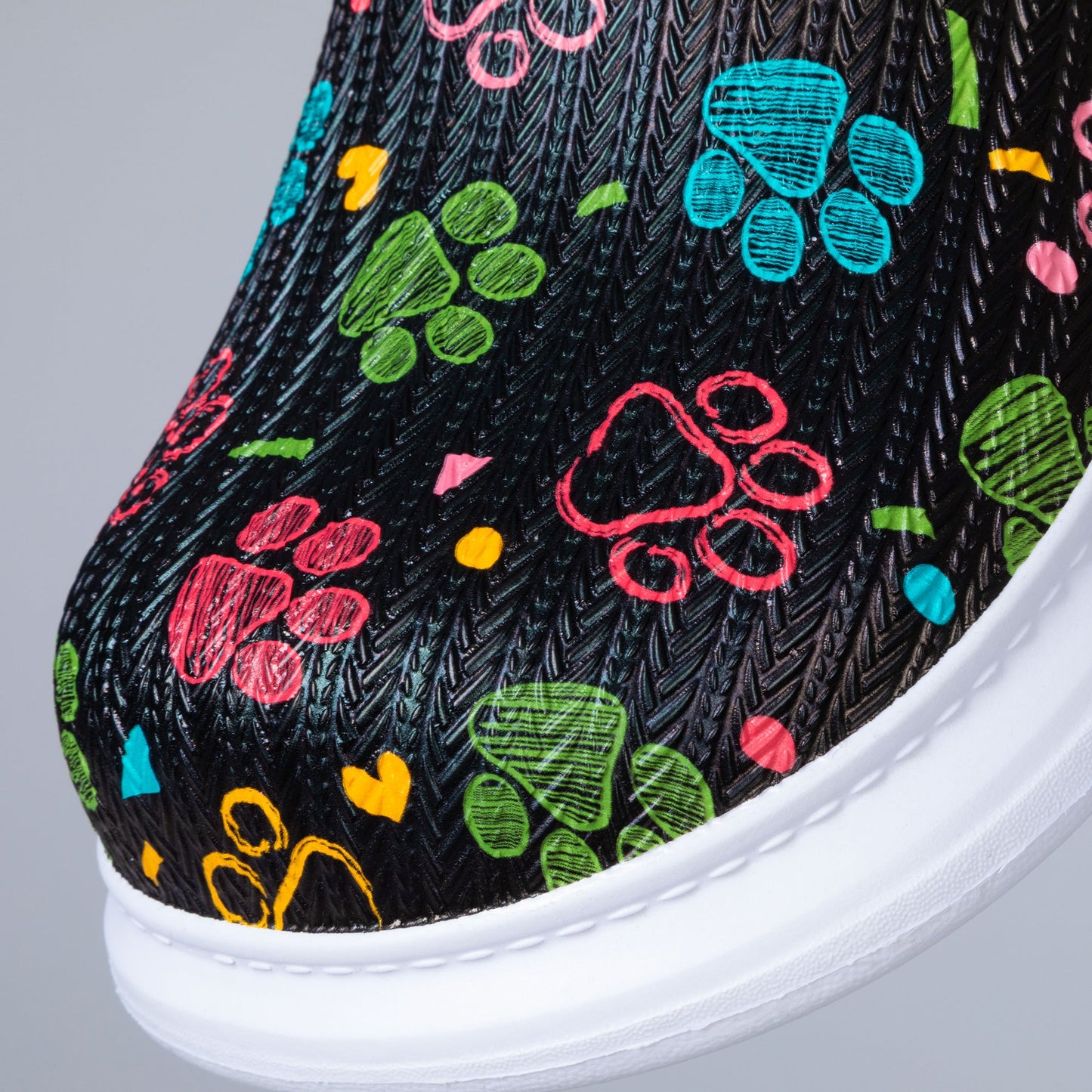 Paw Print Faux Fur Lined Slipper Shoes with Comfort Heel