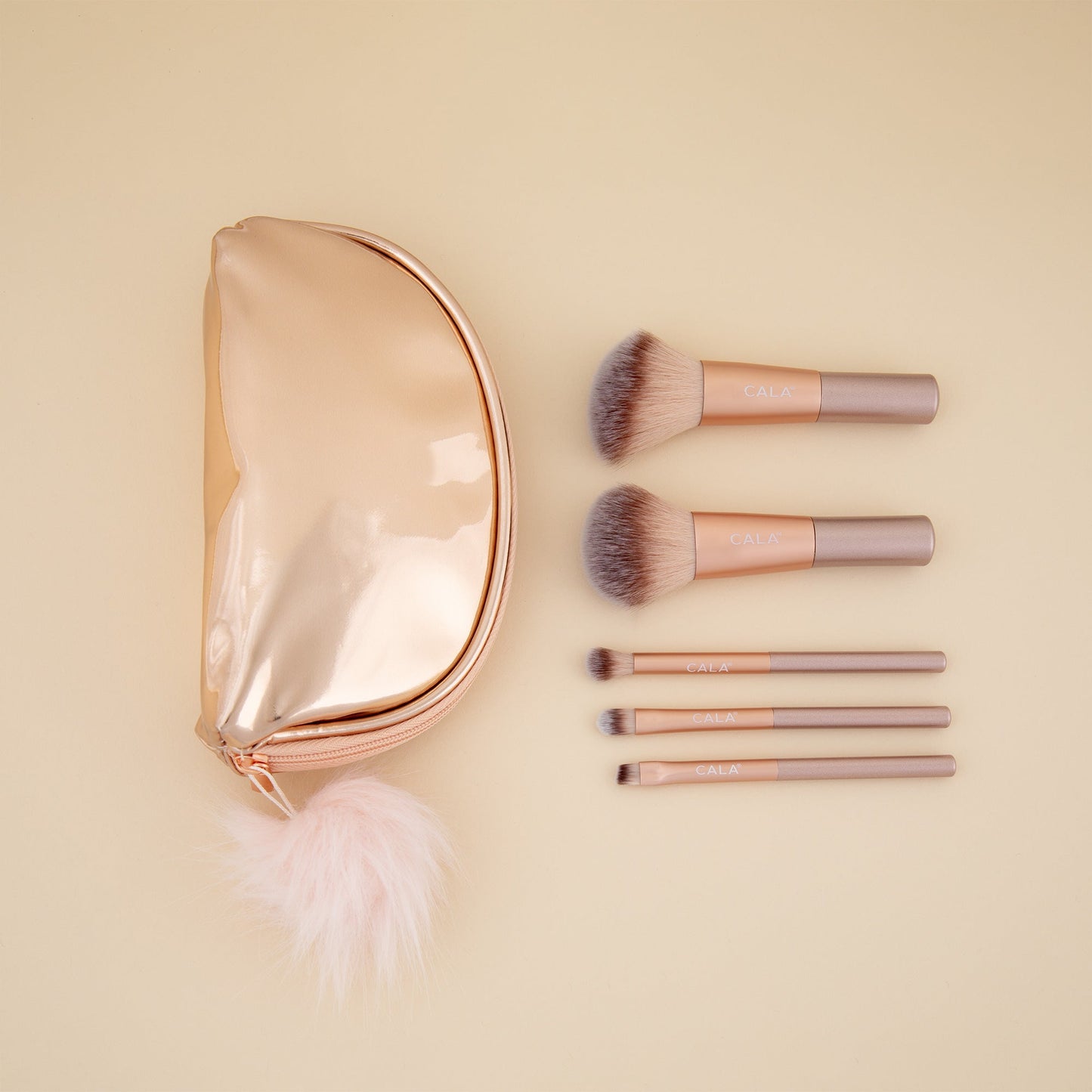 Cala® Icon Gold Make Up Face & Eye Brush Travel Set