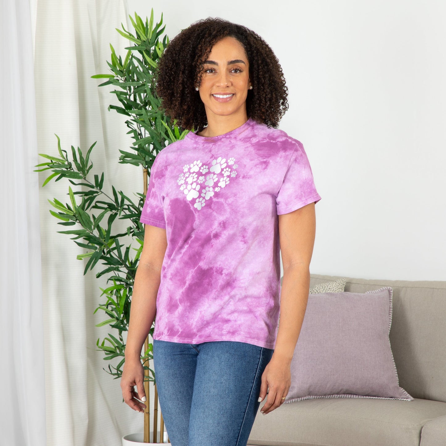 Paw Print Boysenberry Tie-Dye T-Shirt