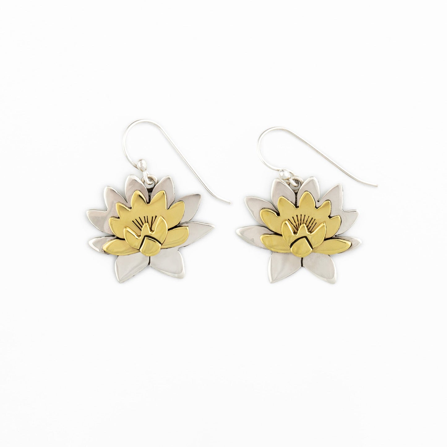 Mixed Metal Dangling Flower Earrings