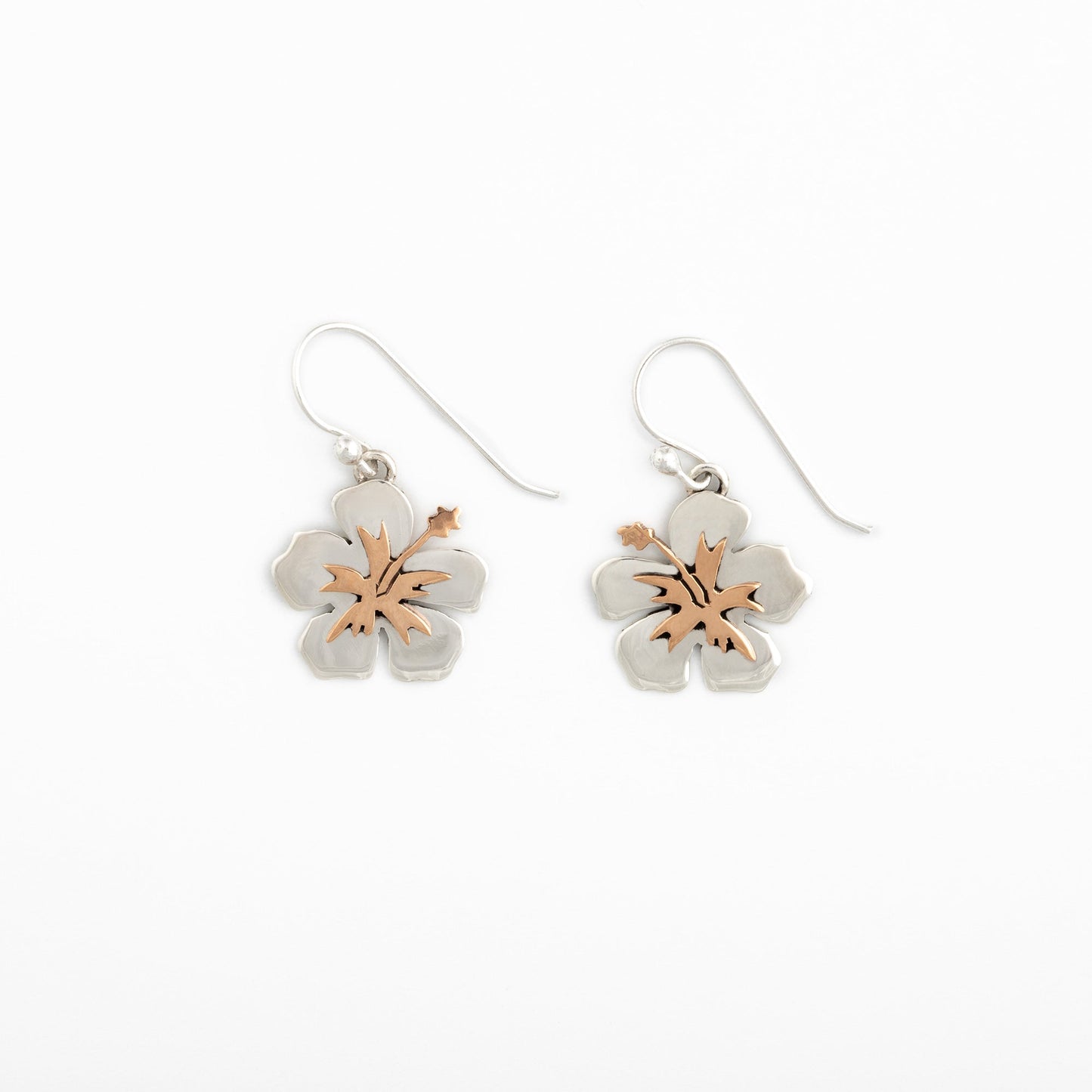 Mixed Metal Dangling Flower Earrings