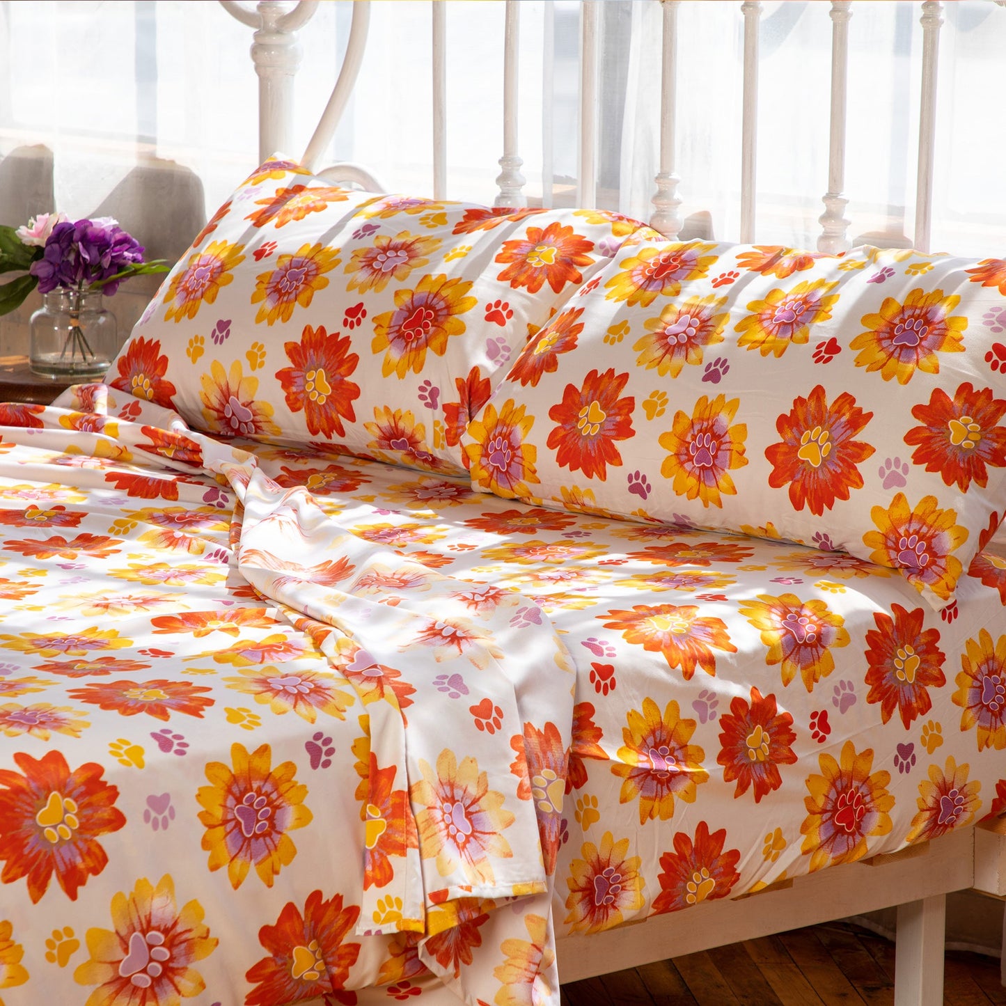 Retro Paws Microfiber Sheet Set