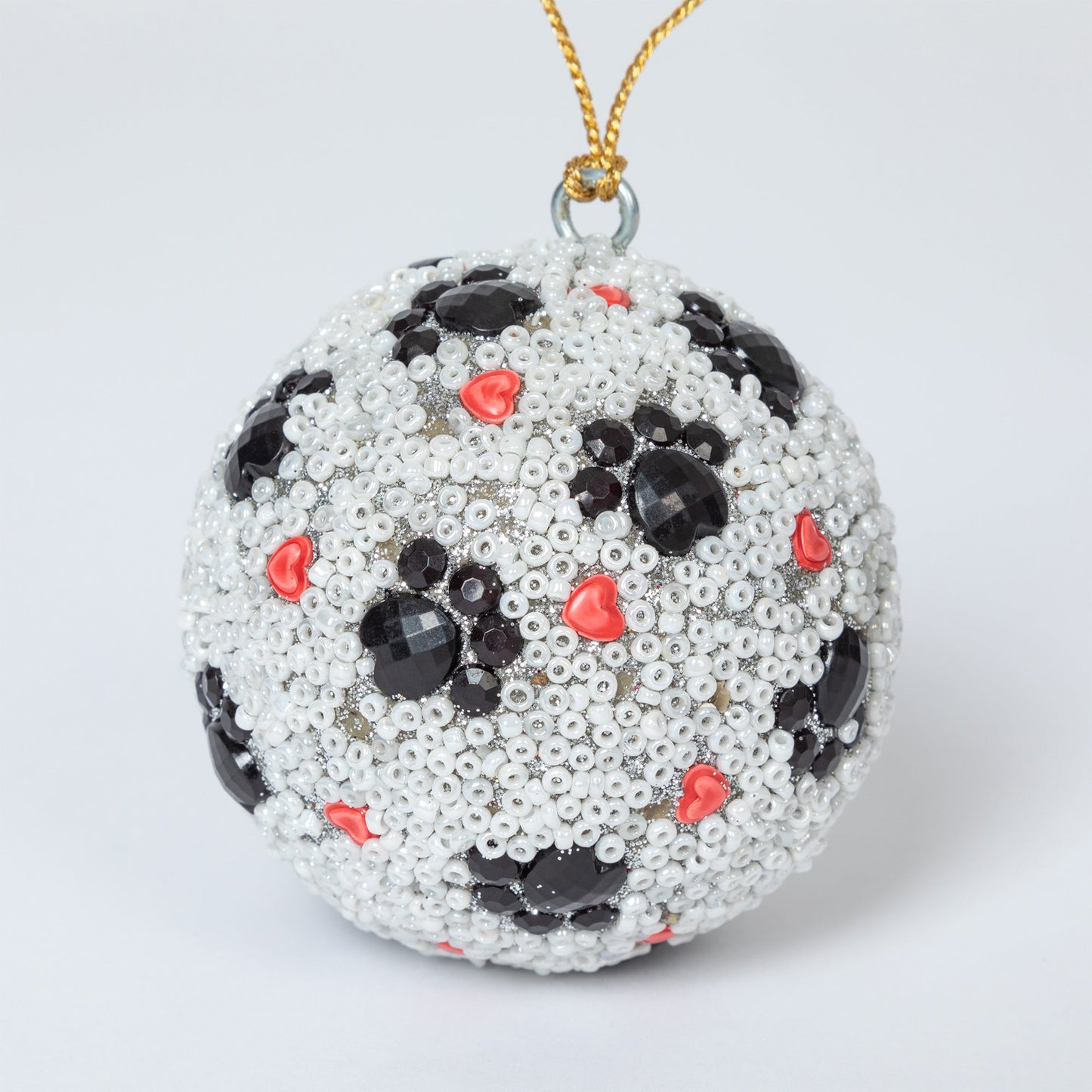 Beaded Glass Paws & Hearts Ornament