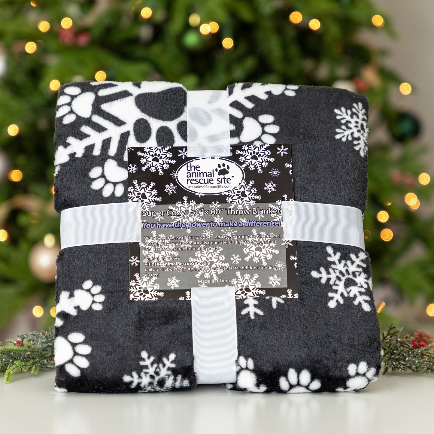 Super Cozy™ Fleece Paw Print Throw Blanket