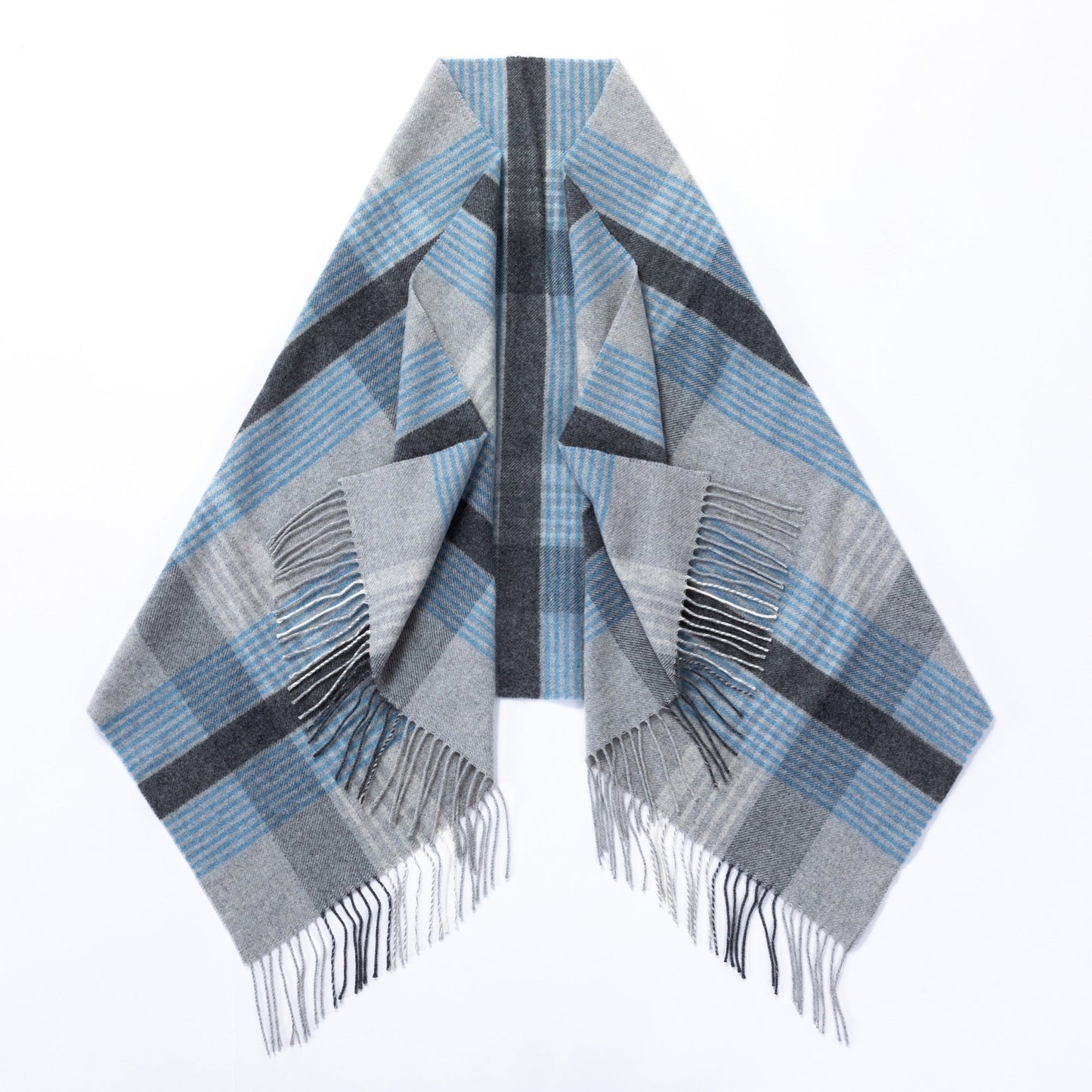 Ukrainian Merino Wool & Cashmere Plaid Shawl
