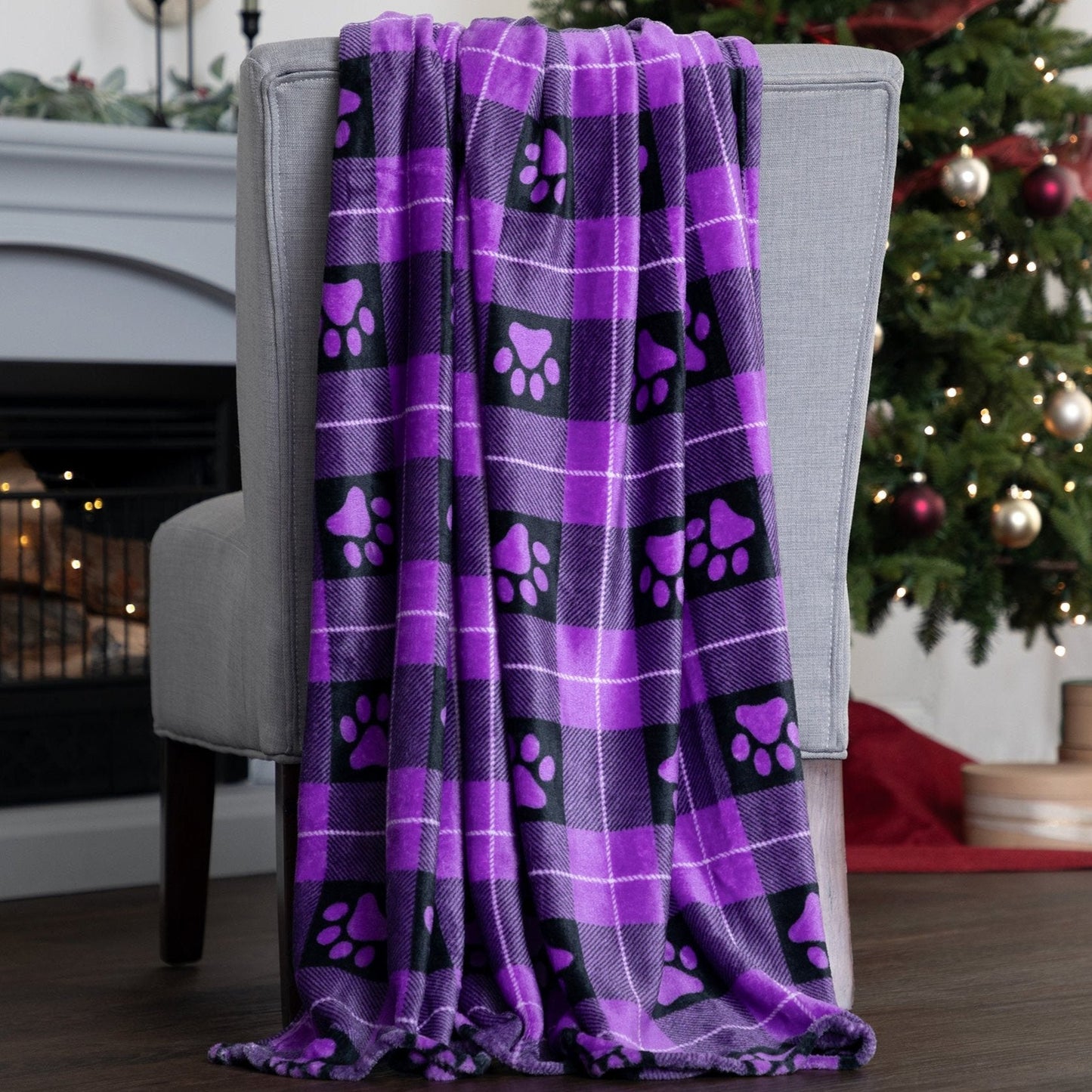 Super Cozy™ Fleece Paw Print Throw Blanket