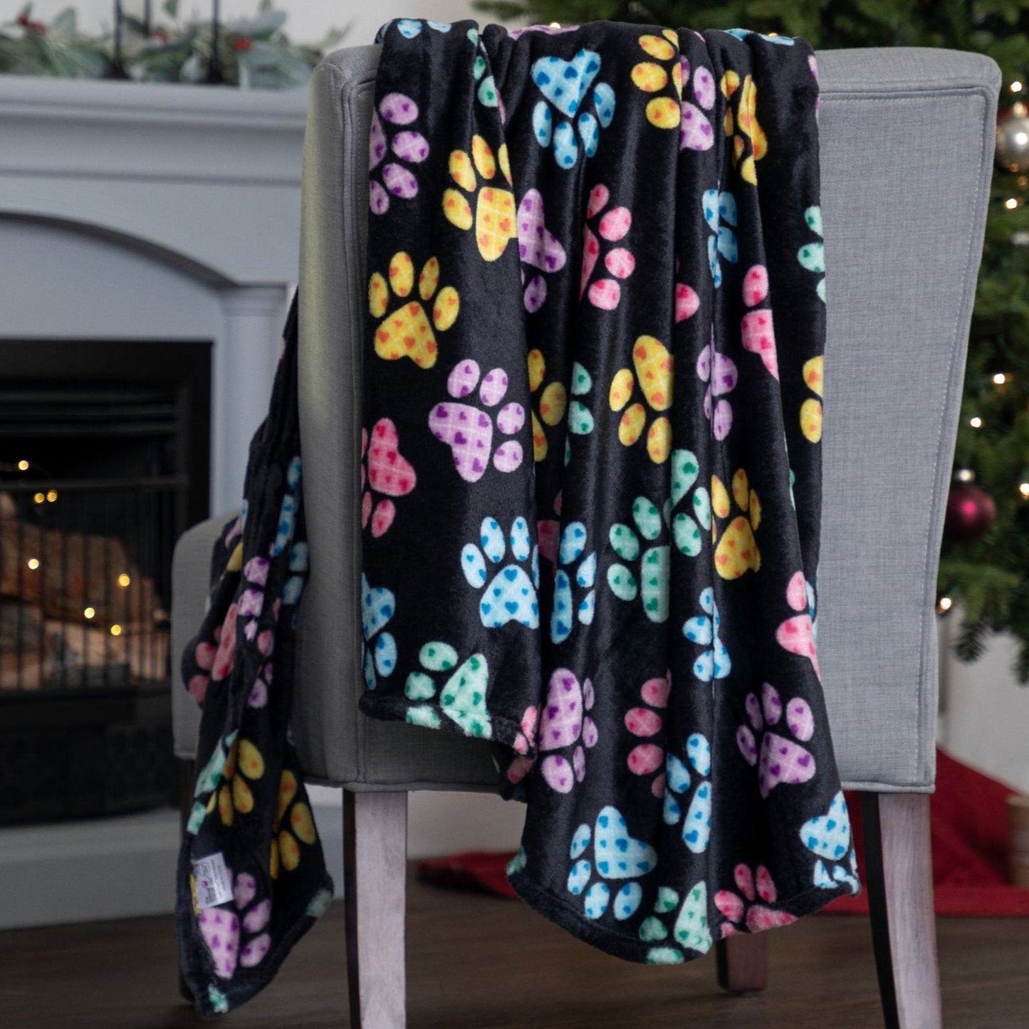 Super Cozy™ Fleece Paw Print Throw Blanket