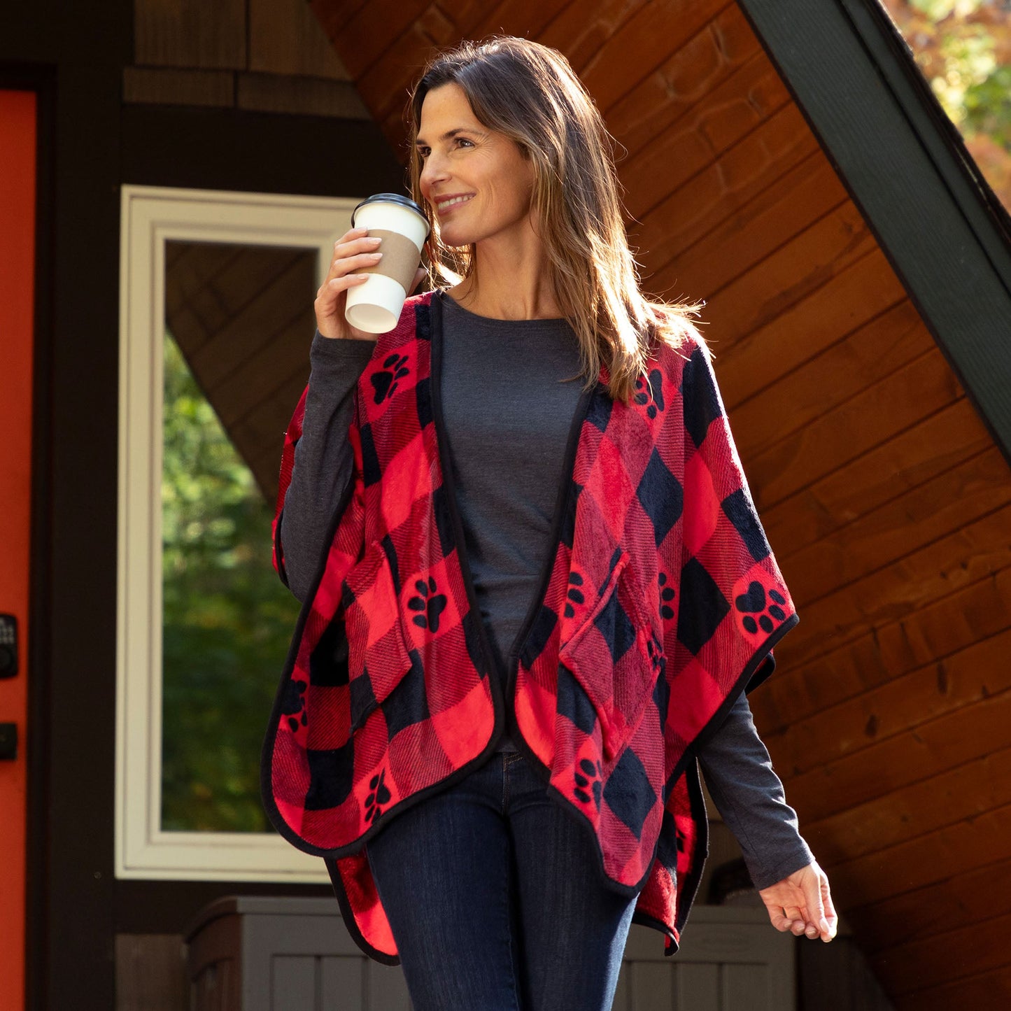 Super Cozy™ Paw Print Pocket Shawl