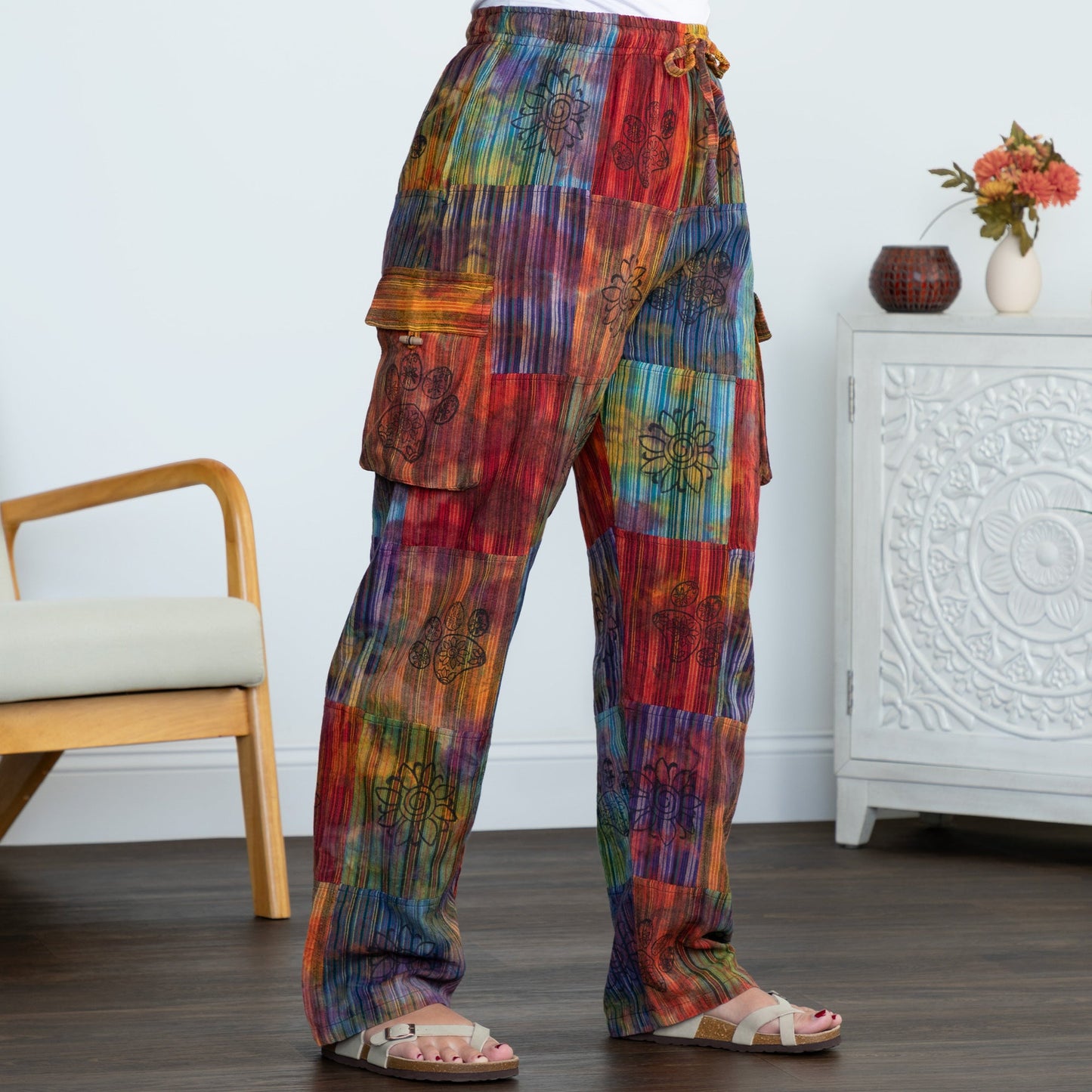 Tie-Dye Patchwork Paw Print Pants